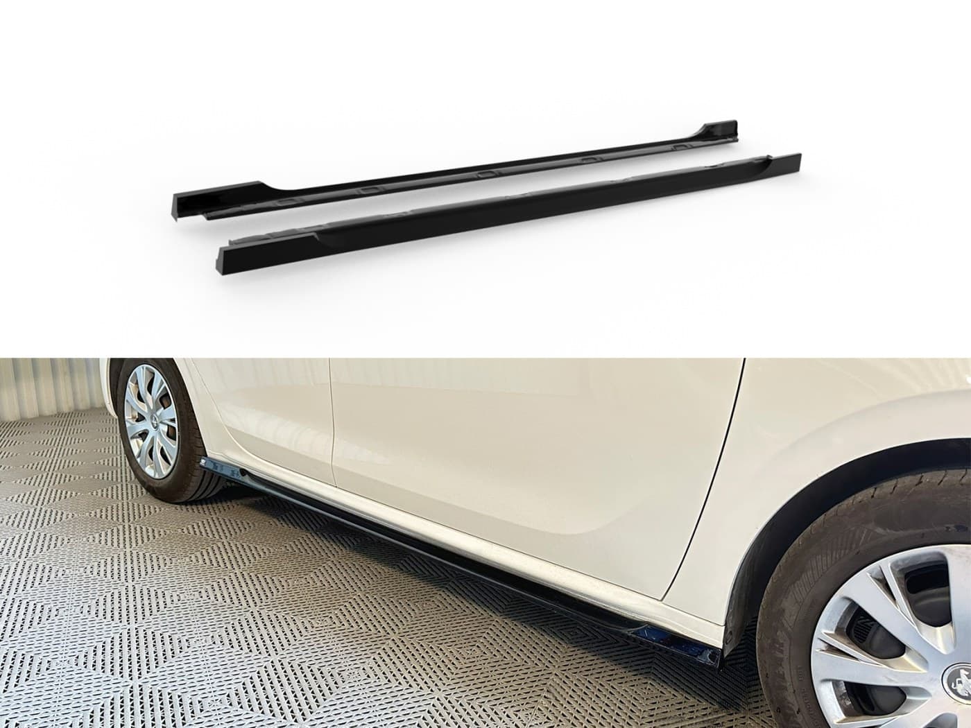 Side skirt extensions — Black, ABS plastic, Shiny
