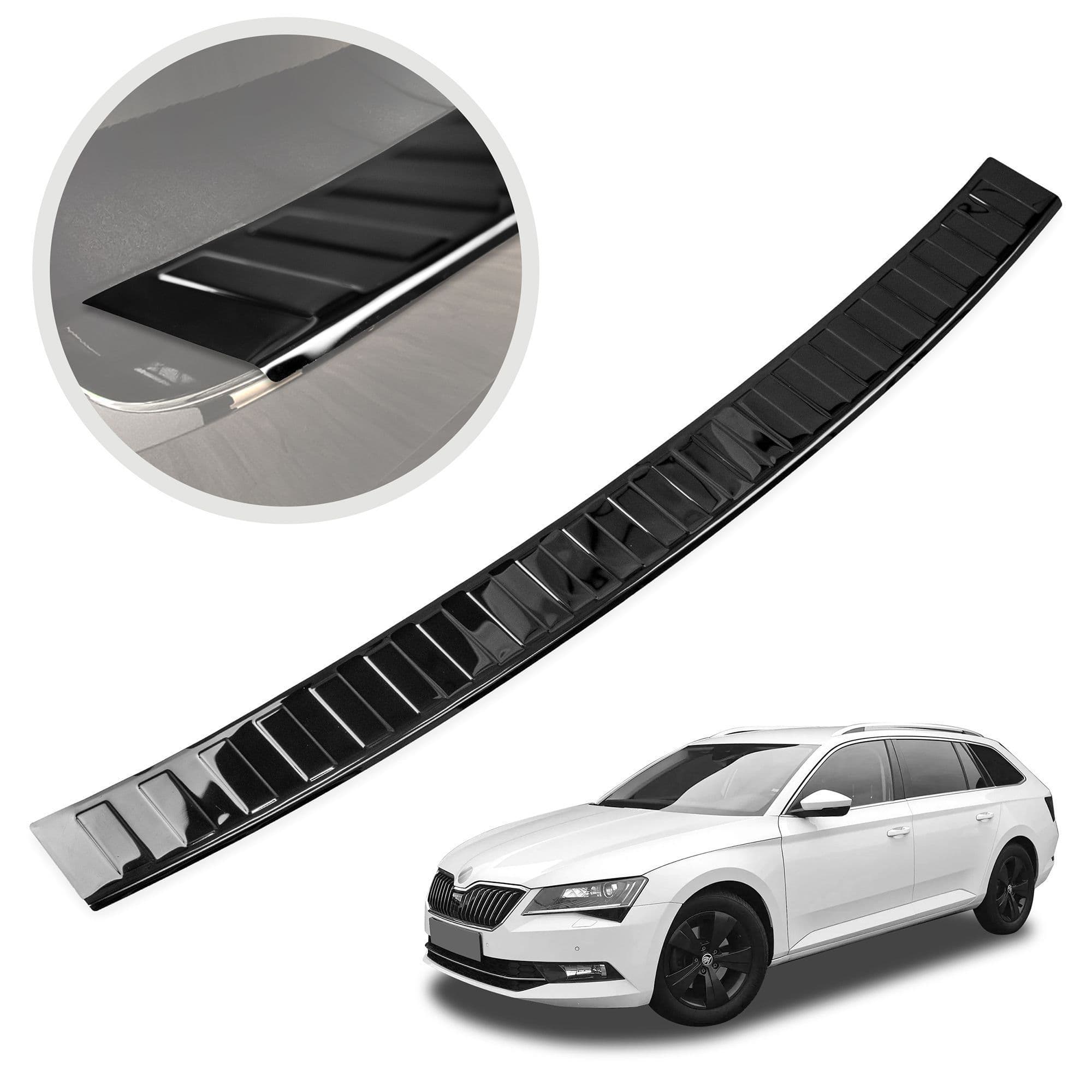 Leiste der hinteren Stoßstange — Schwarzchrom, Rostfreier Stahl, Piano Black