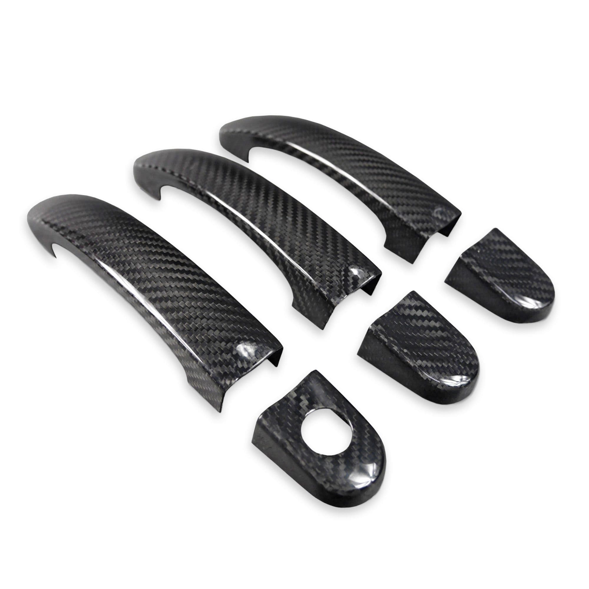 Handle covers — Black, Carbon fiber, Shiny