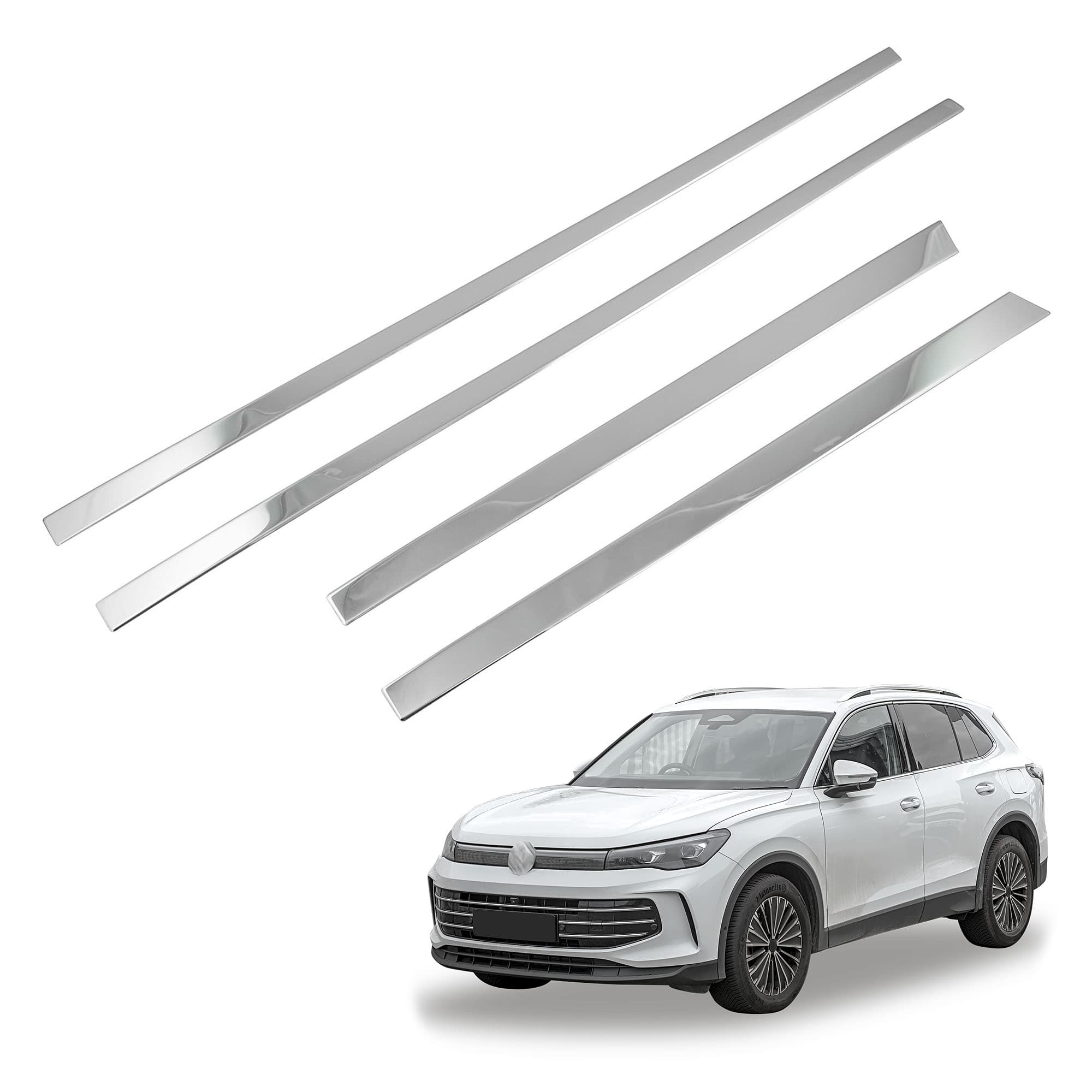 Moulures de portes latérales — Chrome, Acier inoxydable, Poli
