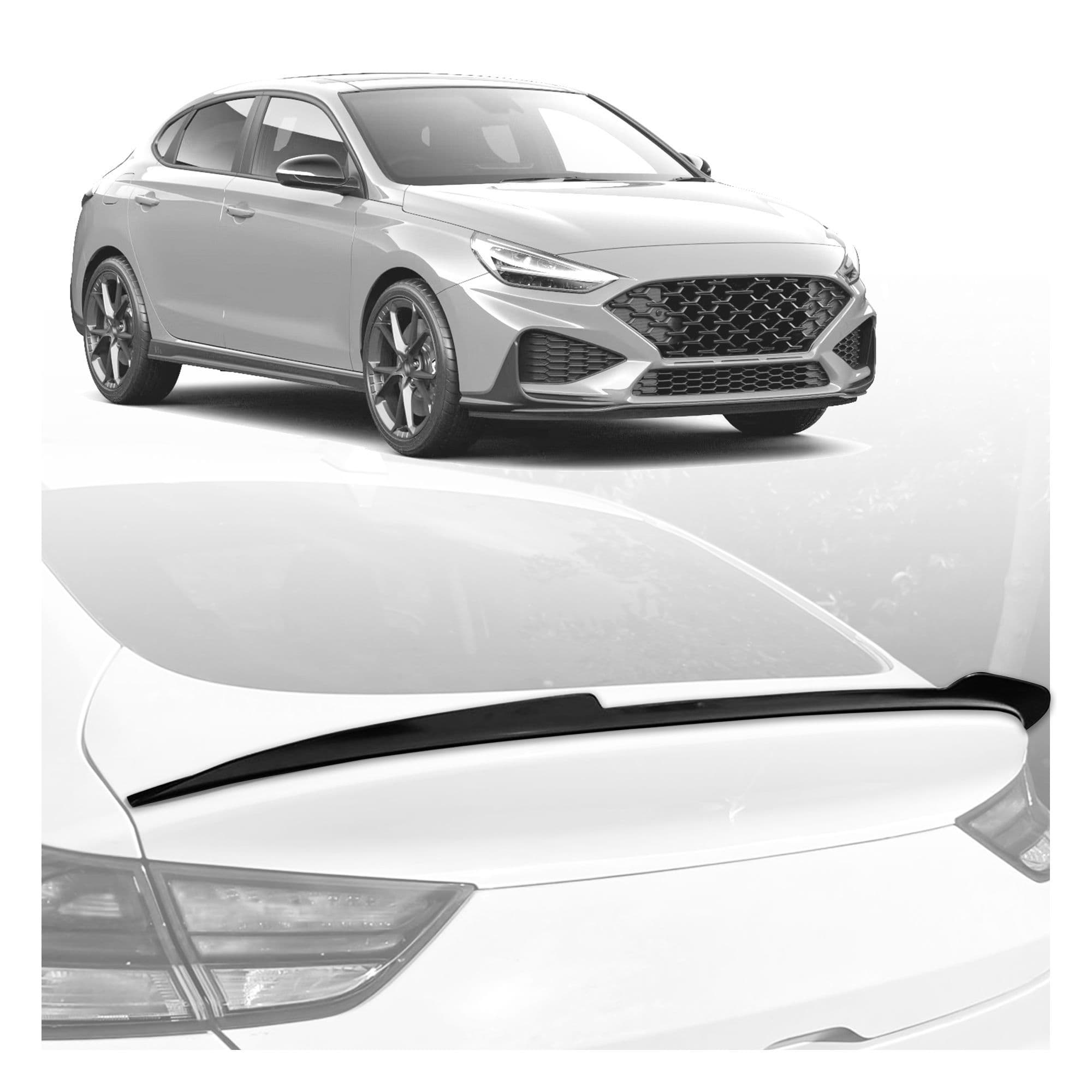 Rear tailgate spoiler cover — Black, ABS plastic, Shiny