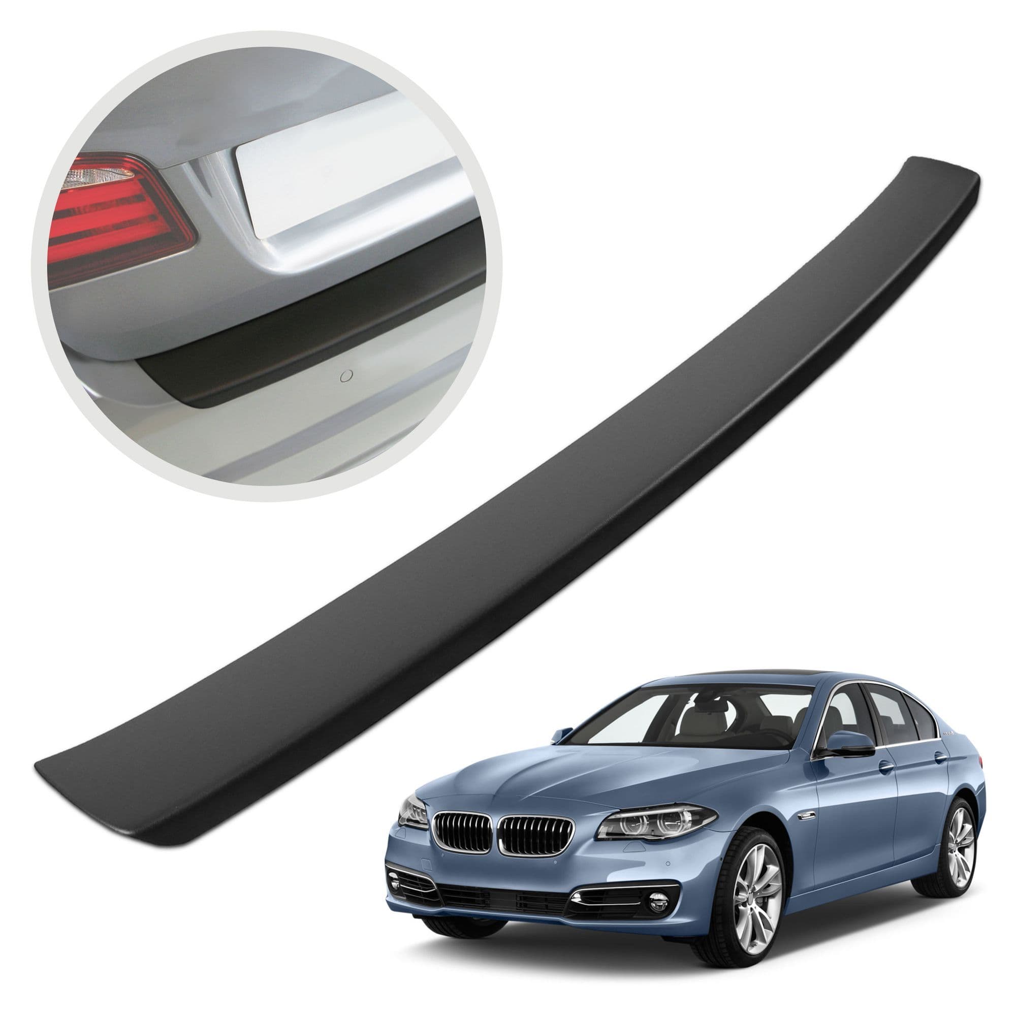 Rear bumper trim — Black, ABS plastic, Matte