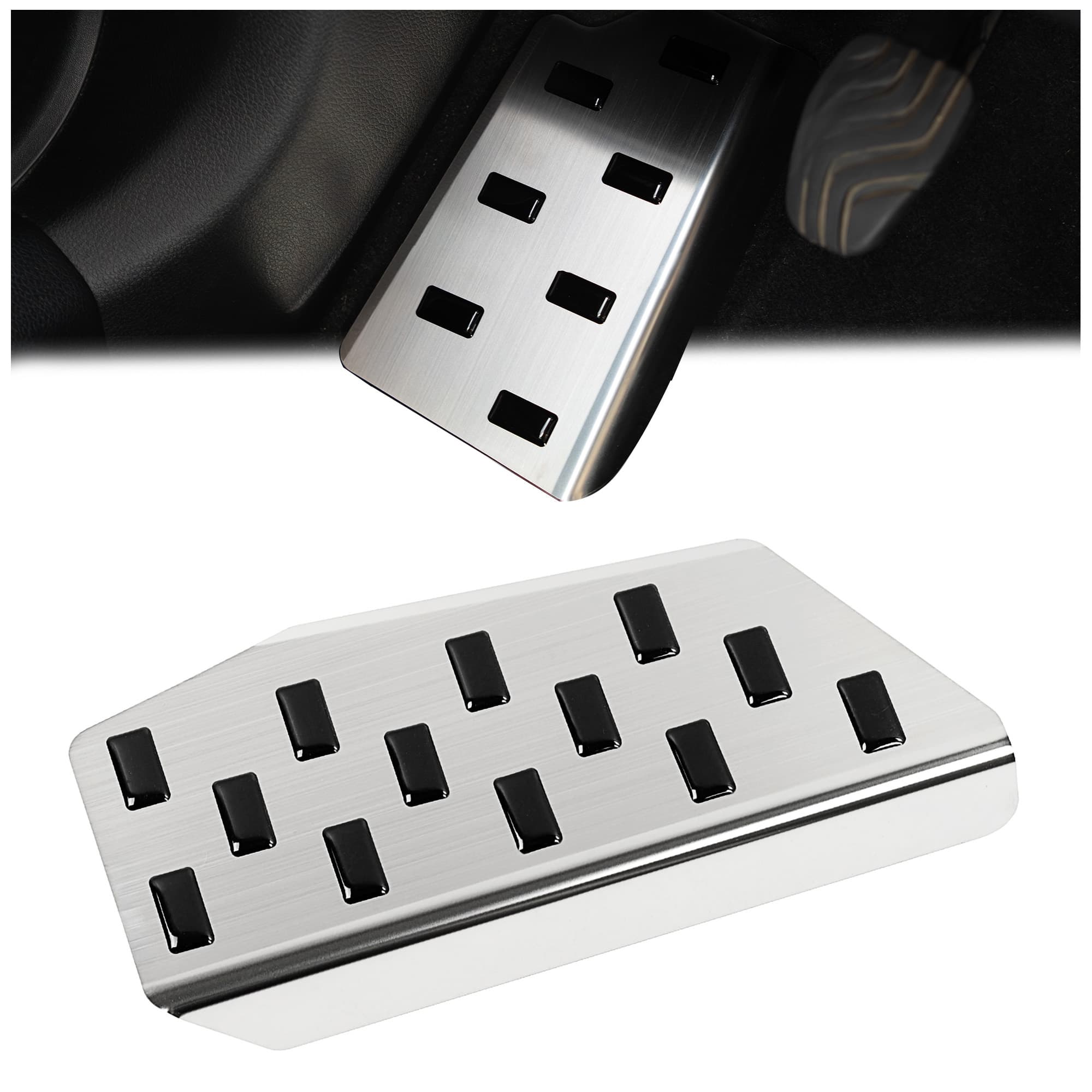 Footrest plate — Black | Silver, Stainless steel, Brushed