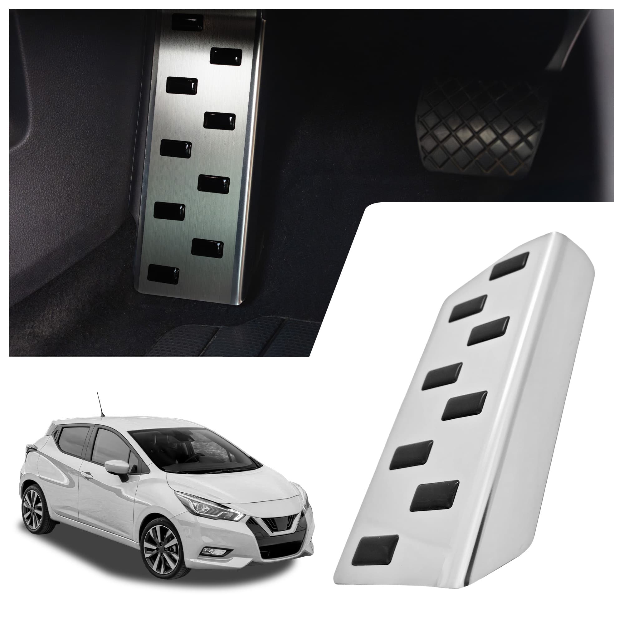 Footrest plate — Black | Silver, Stainless steel, Brushed