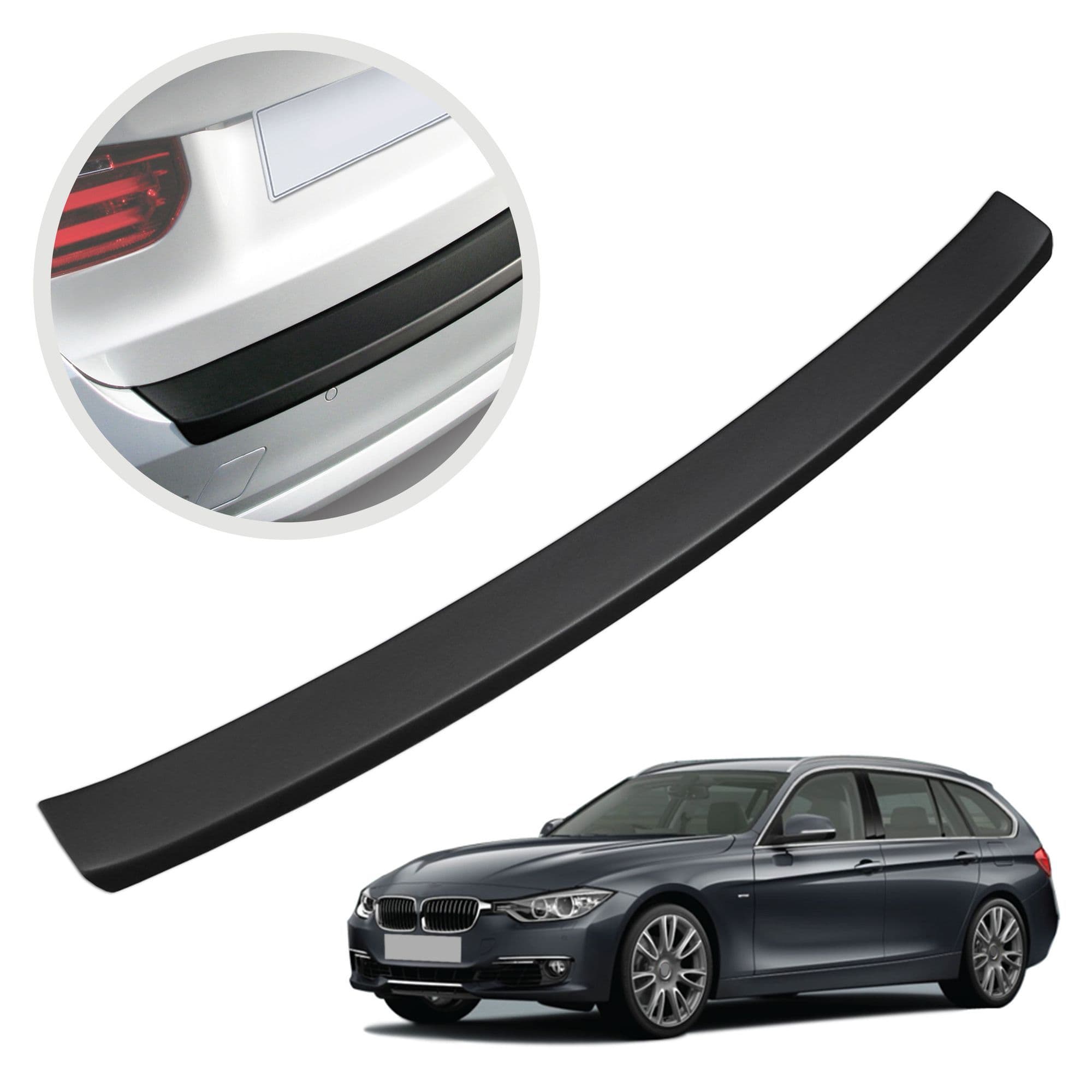 Rear bumper trim — Black, ABS plastic, Matte