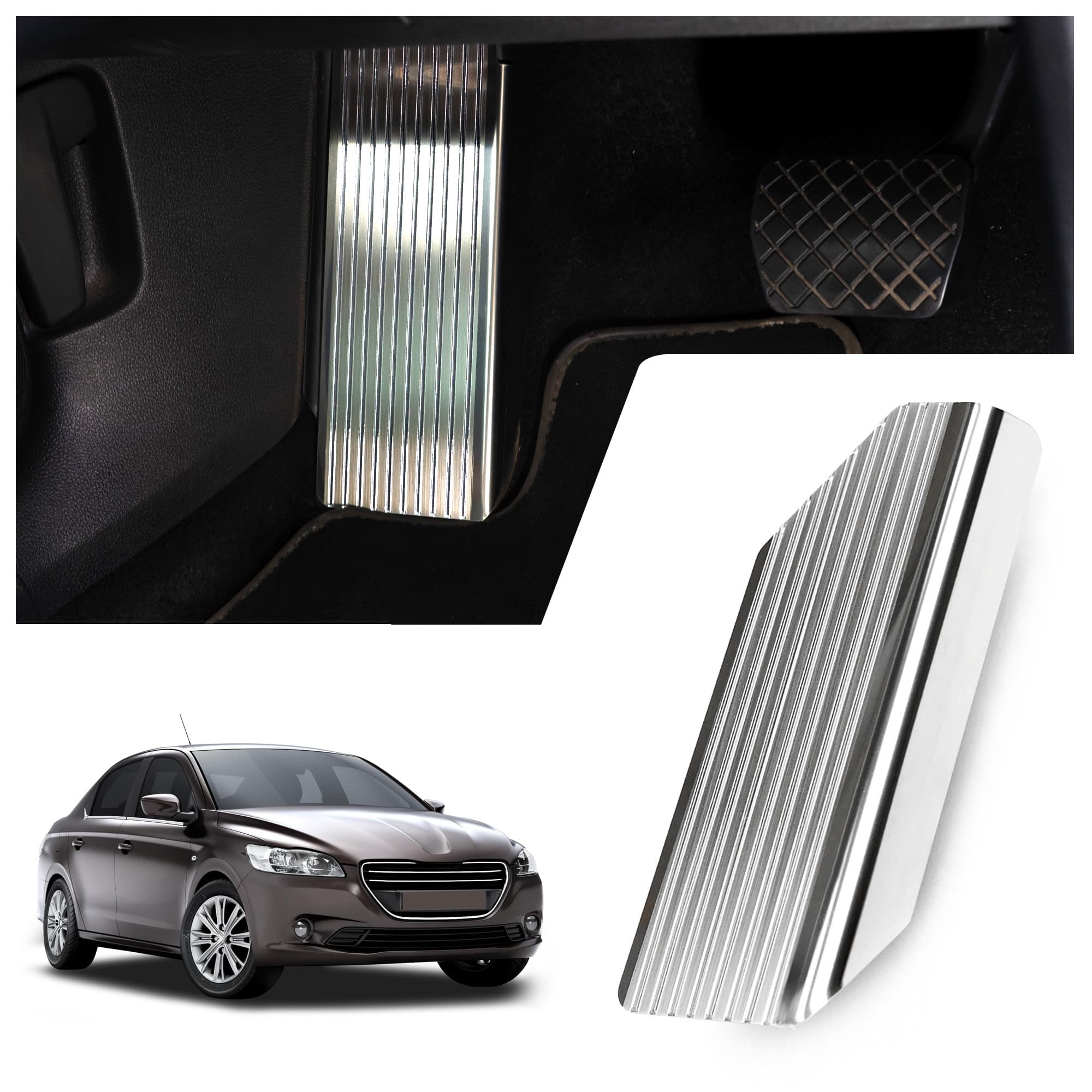 Footrest plate — Silver, Stainless steel, Brushed
