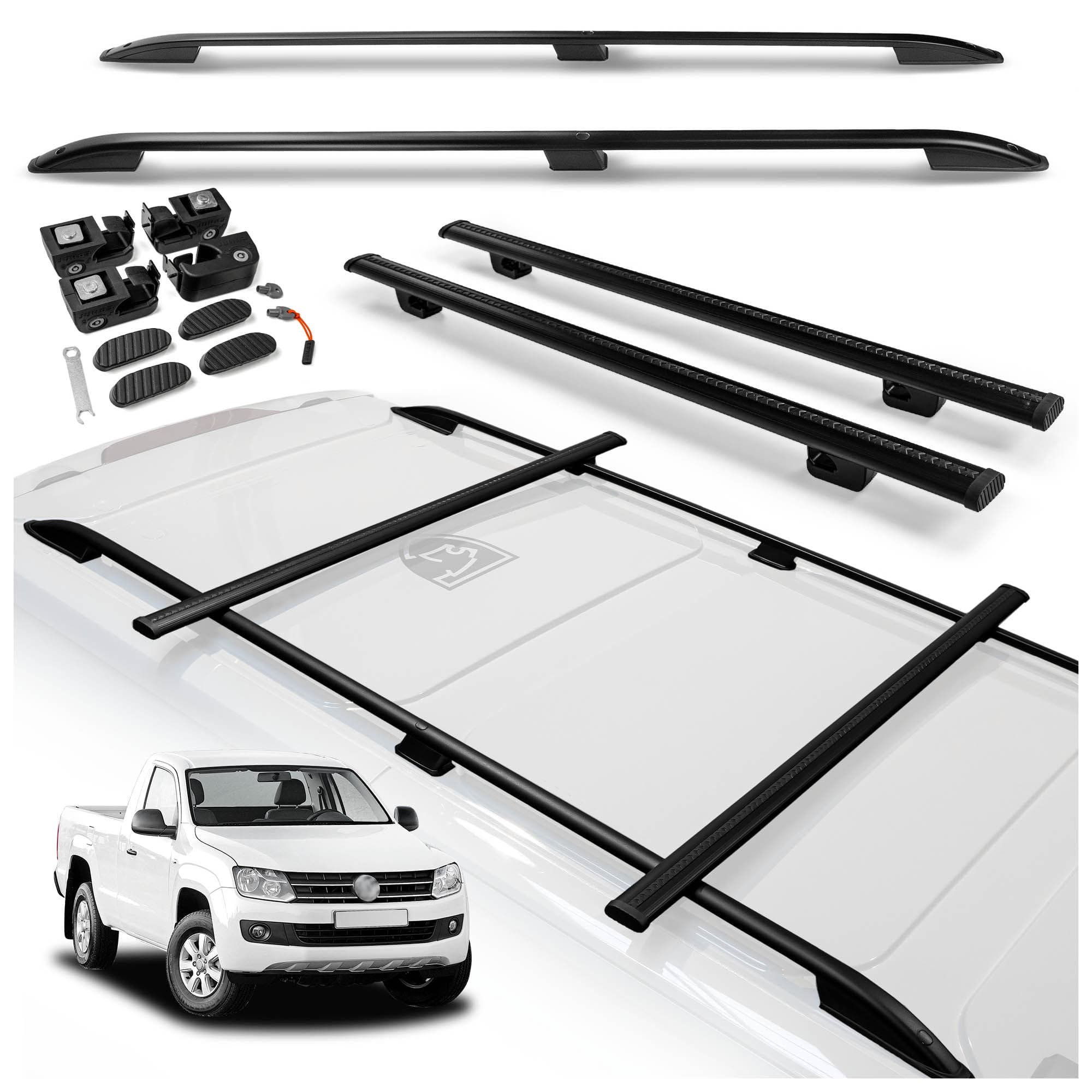 Roof rails with cross bars included SKYPORT — Black, Aluminum | Plastic, Painted