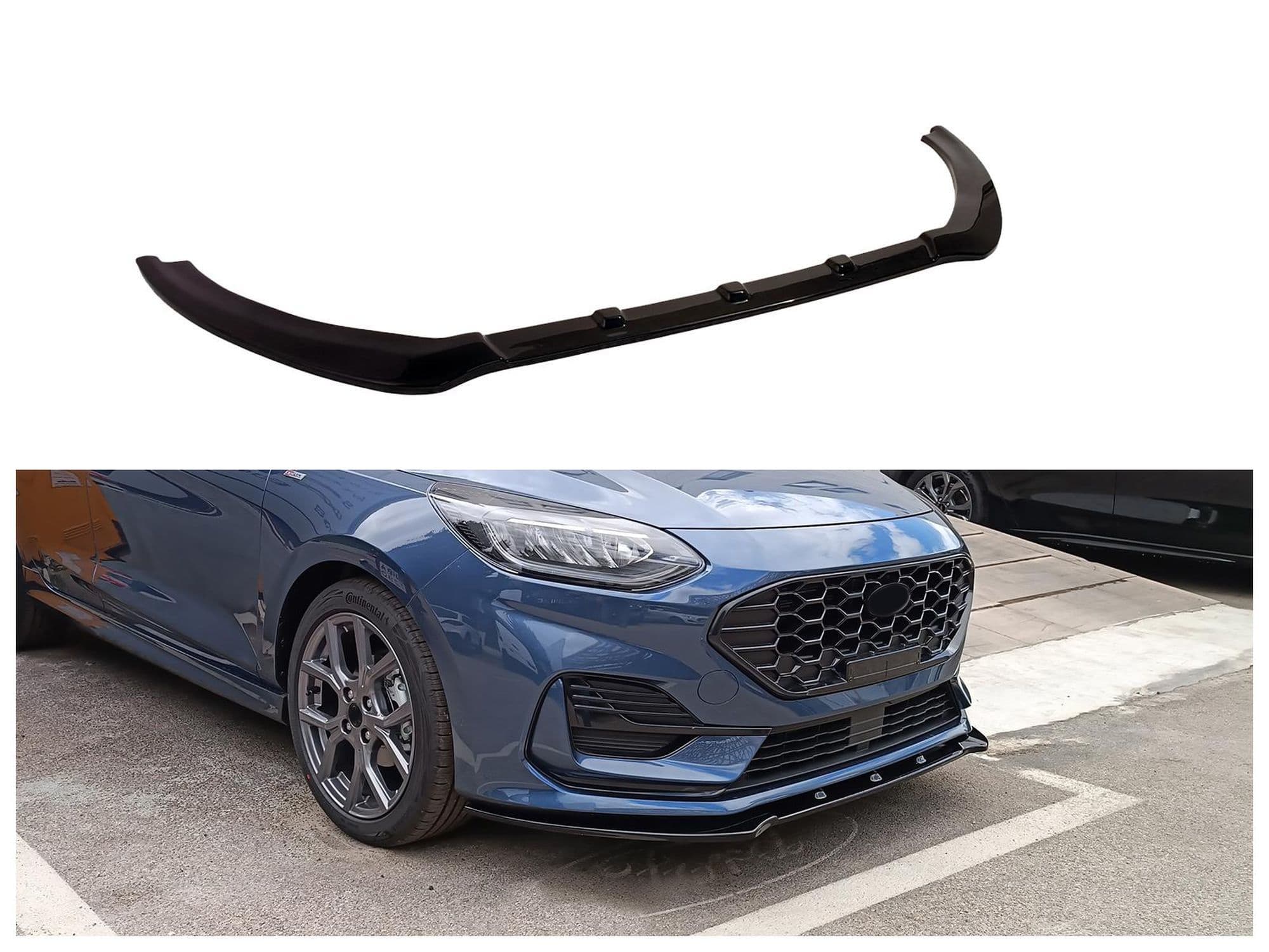 Front splitter — Black, ABS plastic, Shiny