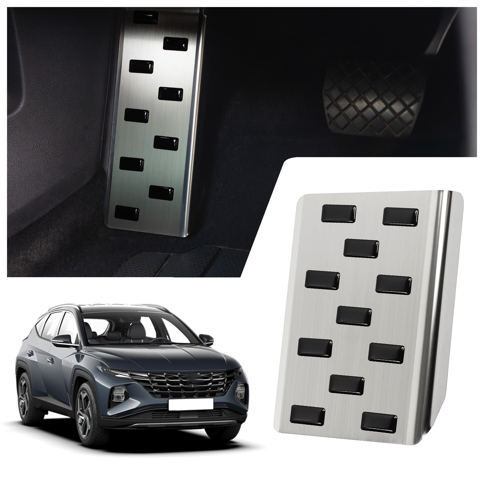 Footrest plate — Black | Silver, Stainless steel, Brushed
