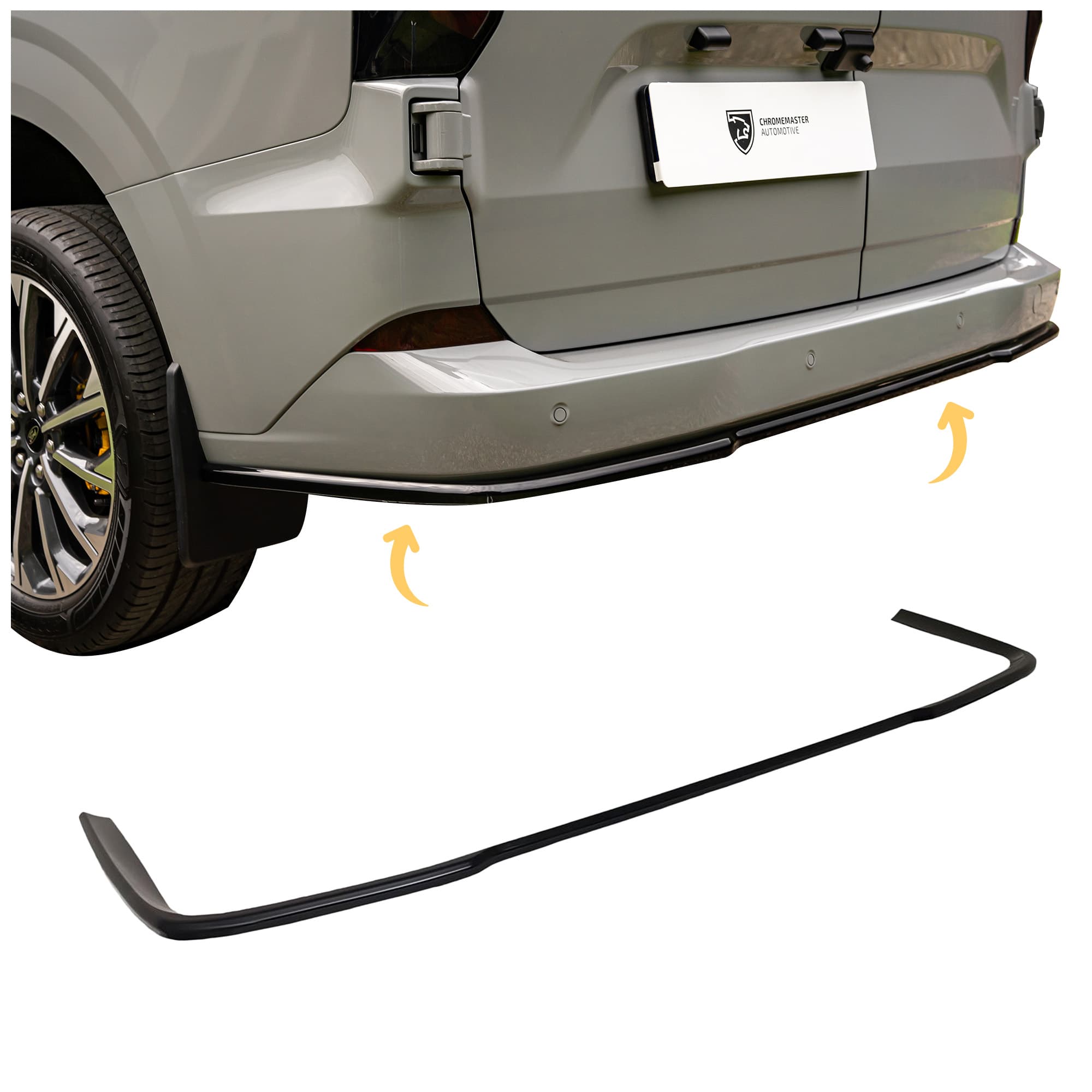 Rear bumper lip — Black, ABS plastic, Shiny
