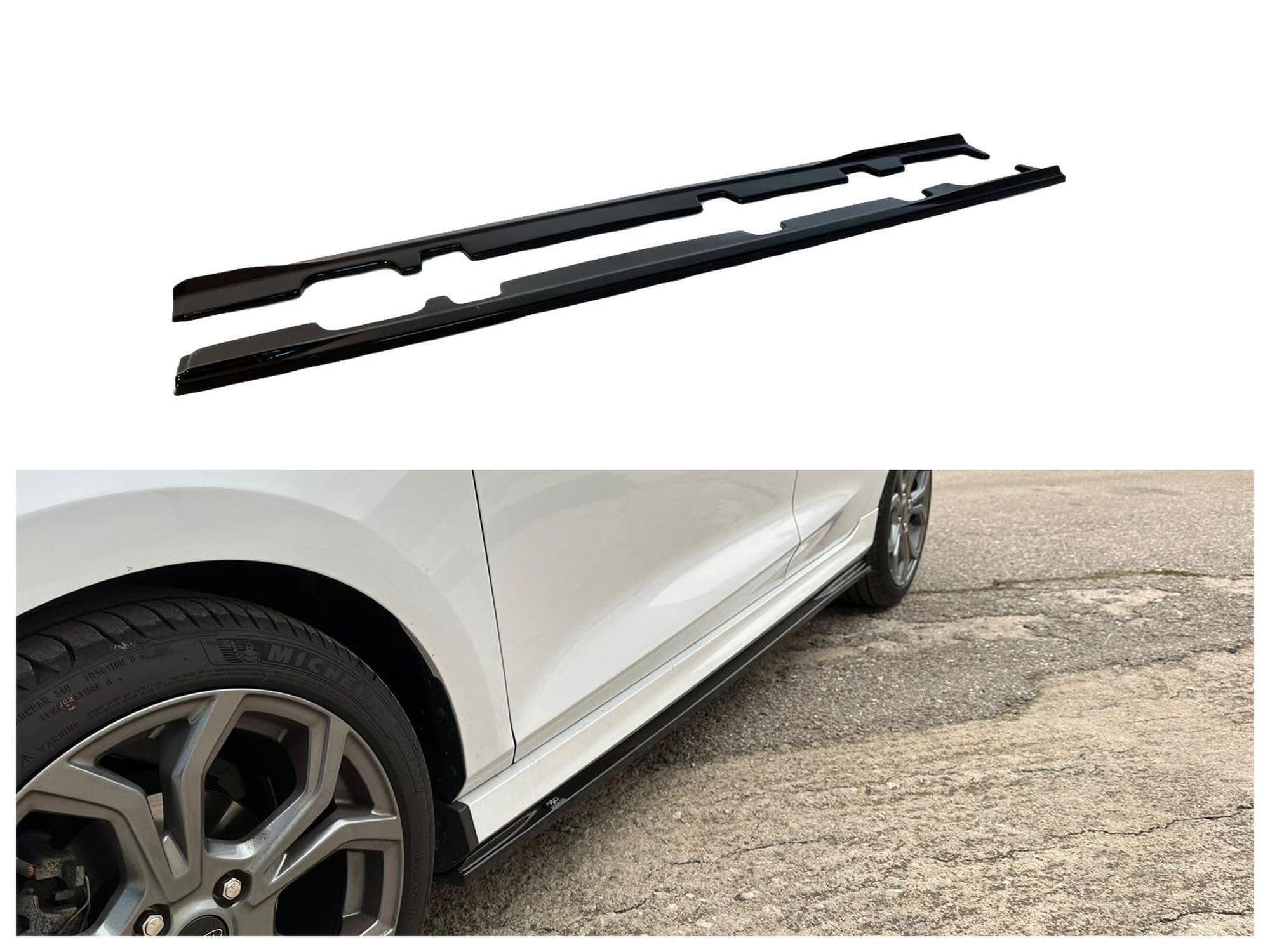 Side skirt extensions — Black, ABS plastic, Shiny