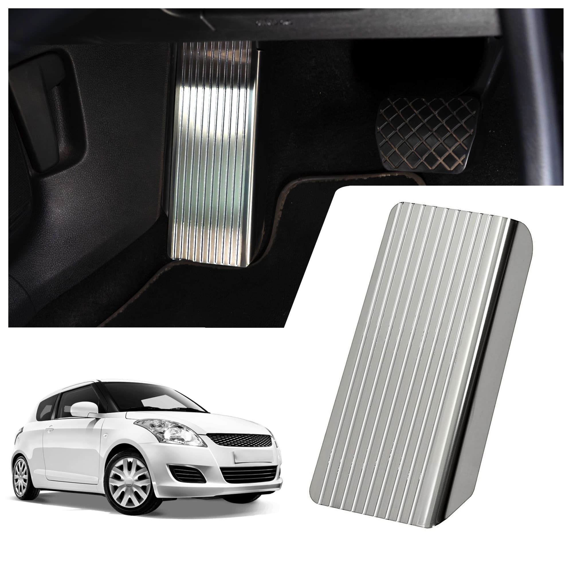 Footrest plate — Silver, Stainless steel, Brushed