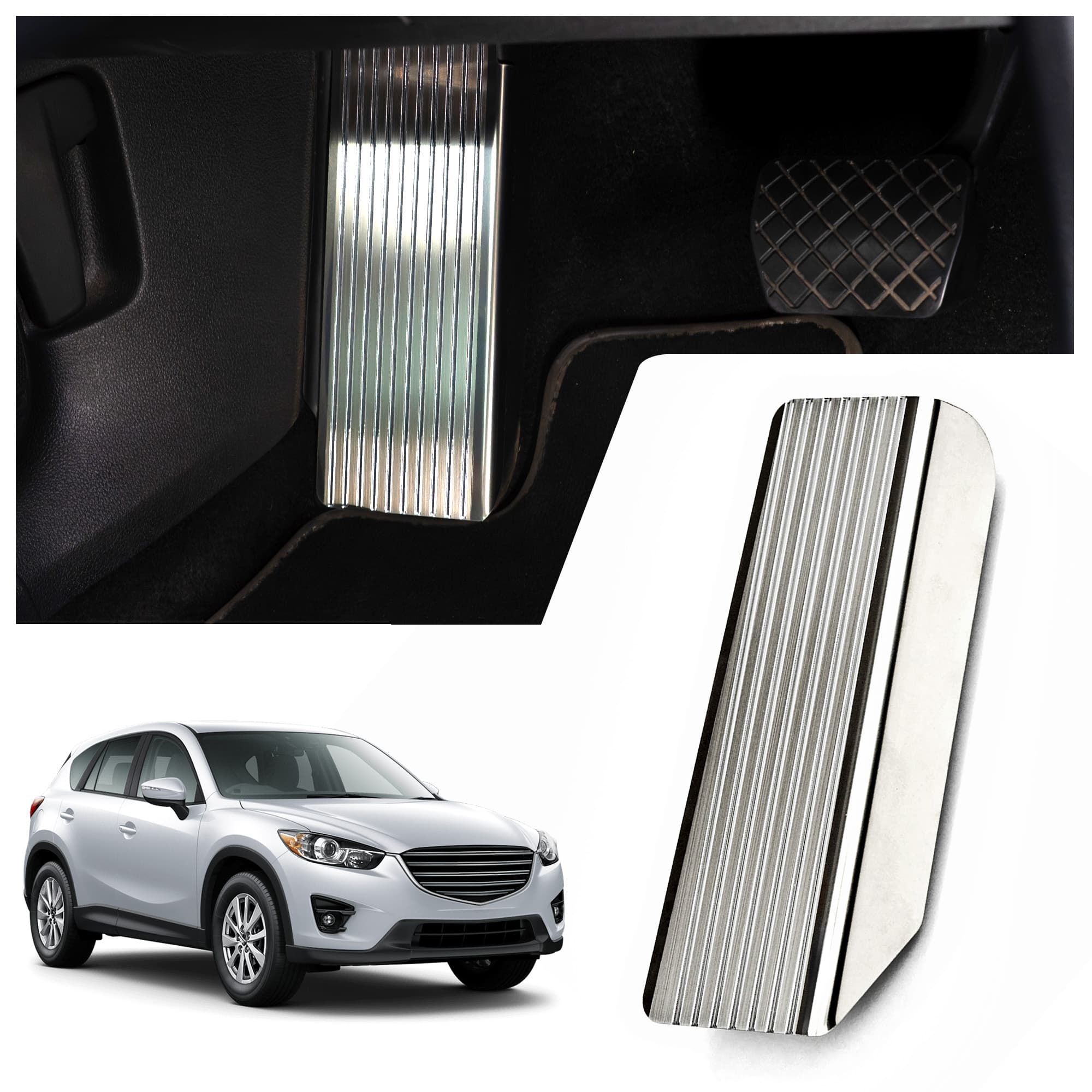 Footrest plate — Silver, Stainless steel, Brushed