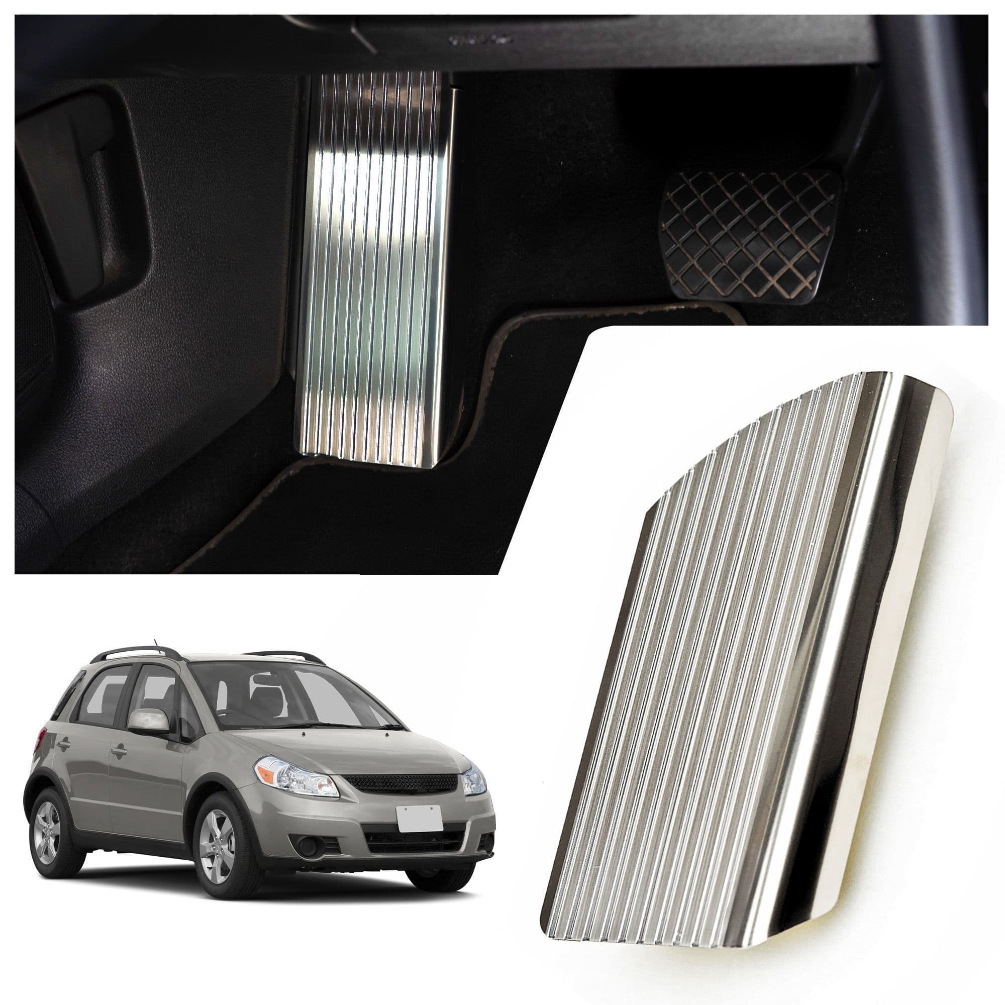Footrest plate — Silver, Stainless steel, Brushed