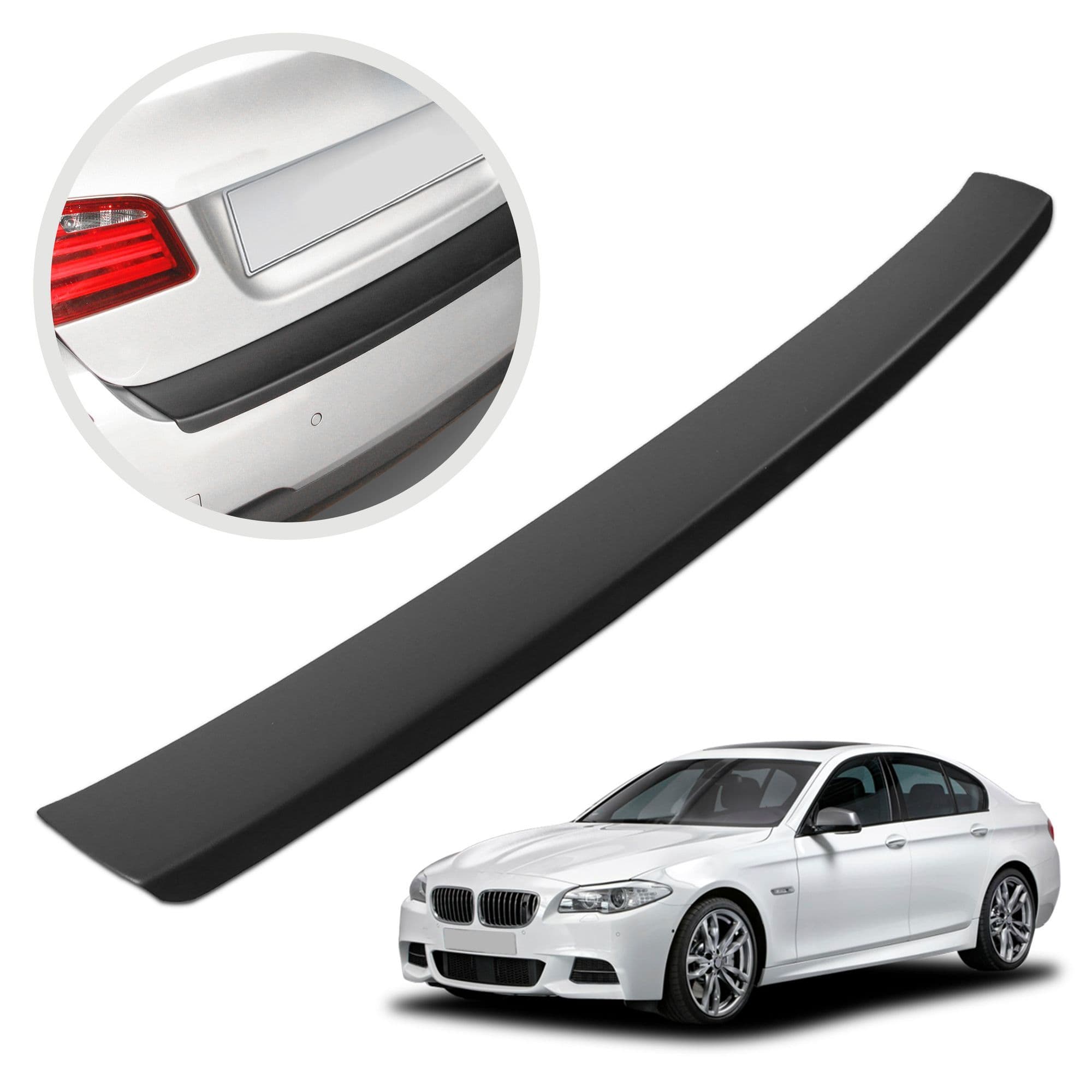 Rear bumper trim — Black, ABS plastic, Matte