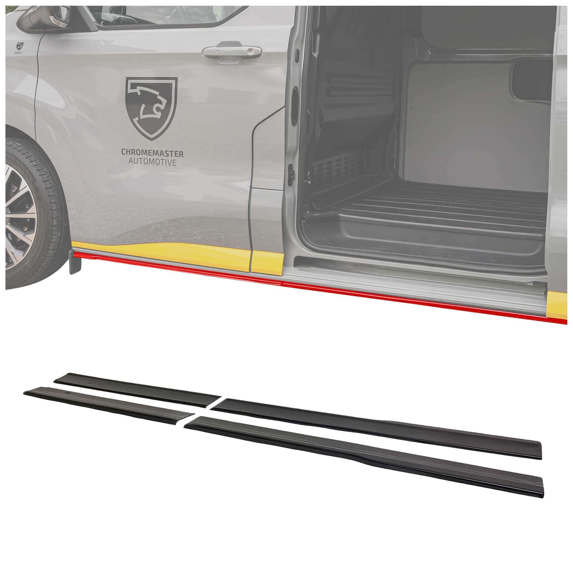 Side skirt extensions — Black, ABS plastic, Shiny