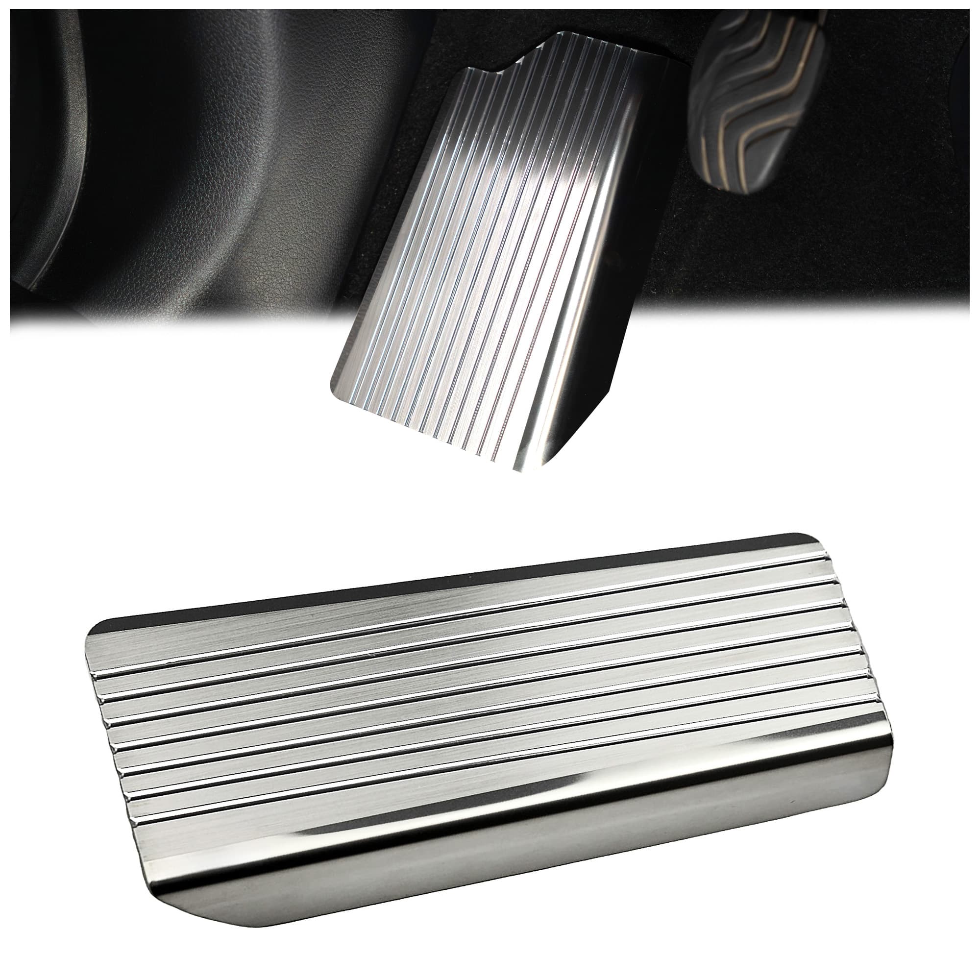 Footrest plate — Silver, Stainless steel, Brushed