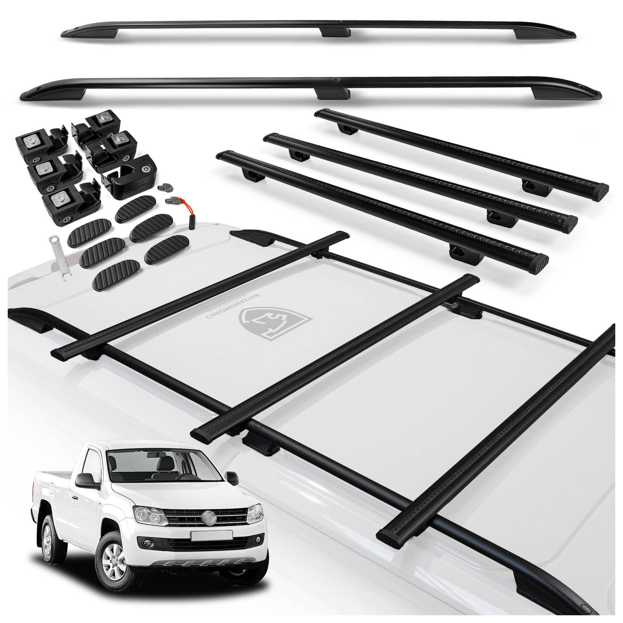Roof rails with cross bars included SKYPORT — Black, Aluminum | Plastic, Painted