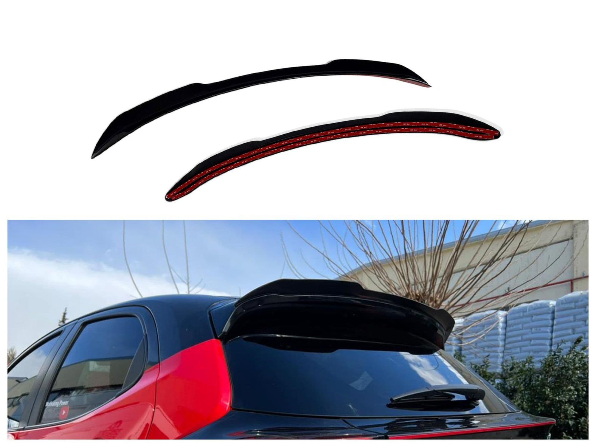 Roof spoiler cover — Black, ABS plastic, Shiny