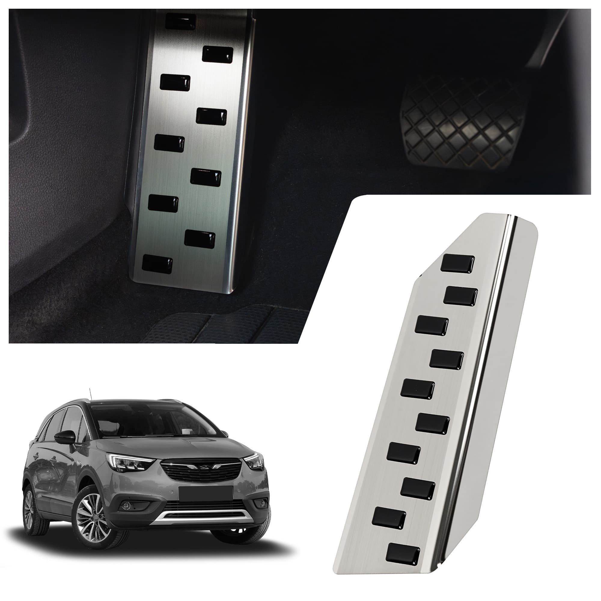 Footrest plate — Black | Silver, Stainless steel, Brushed