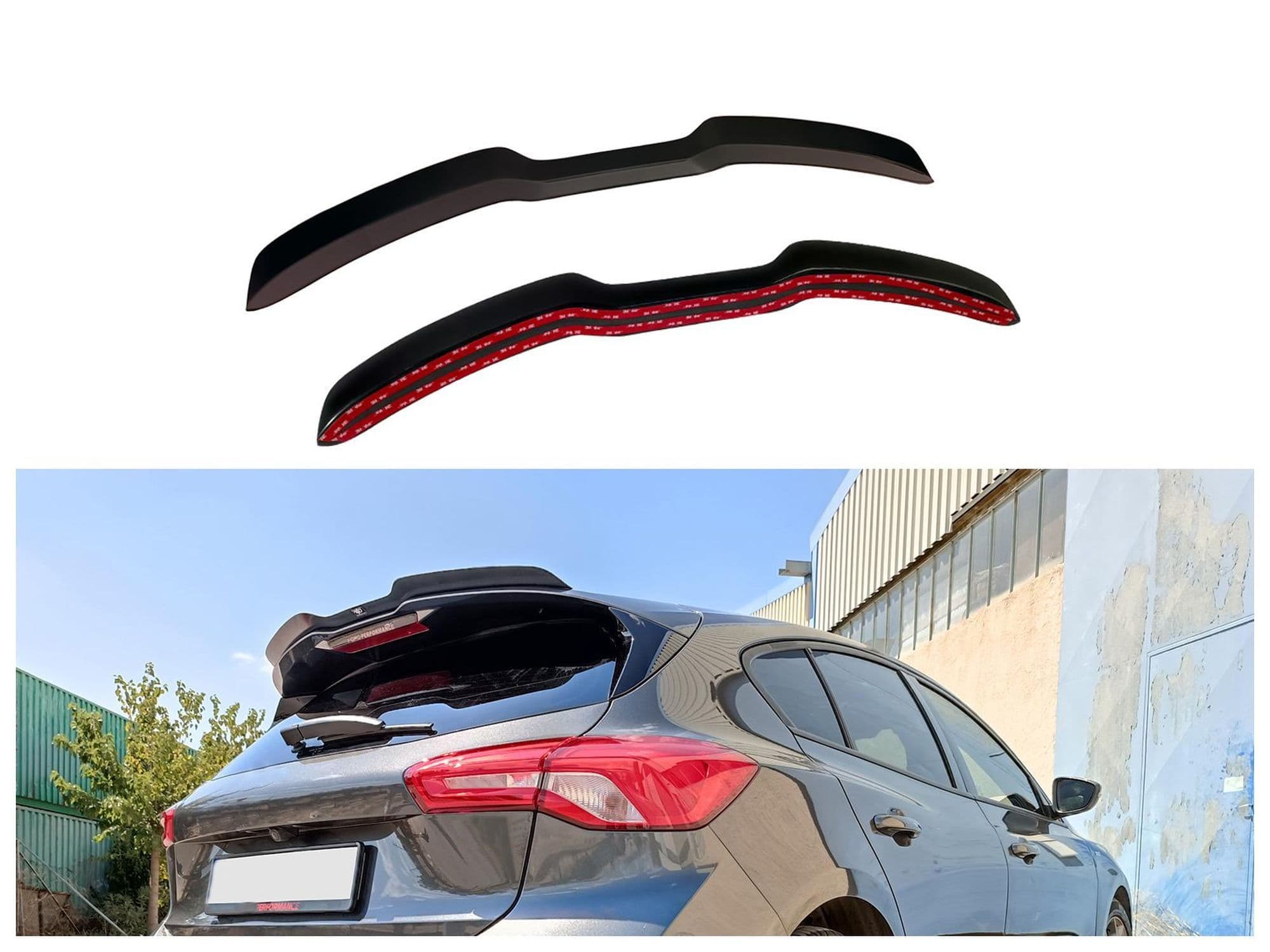 Roof spoiler cover — Black, ABS plastic, Shiny