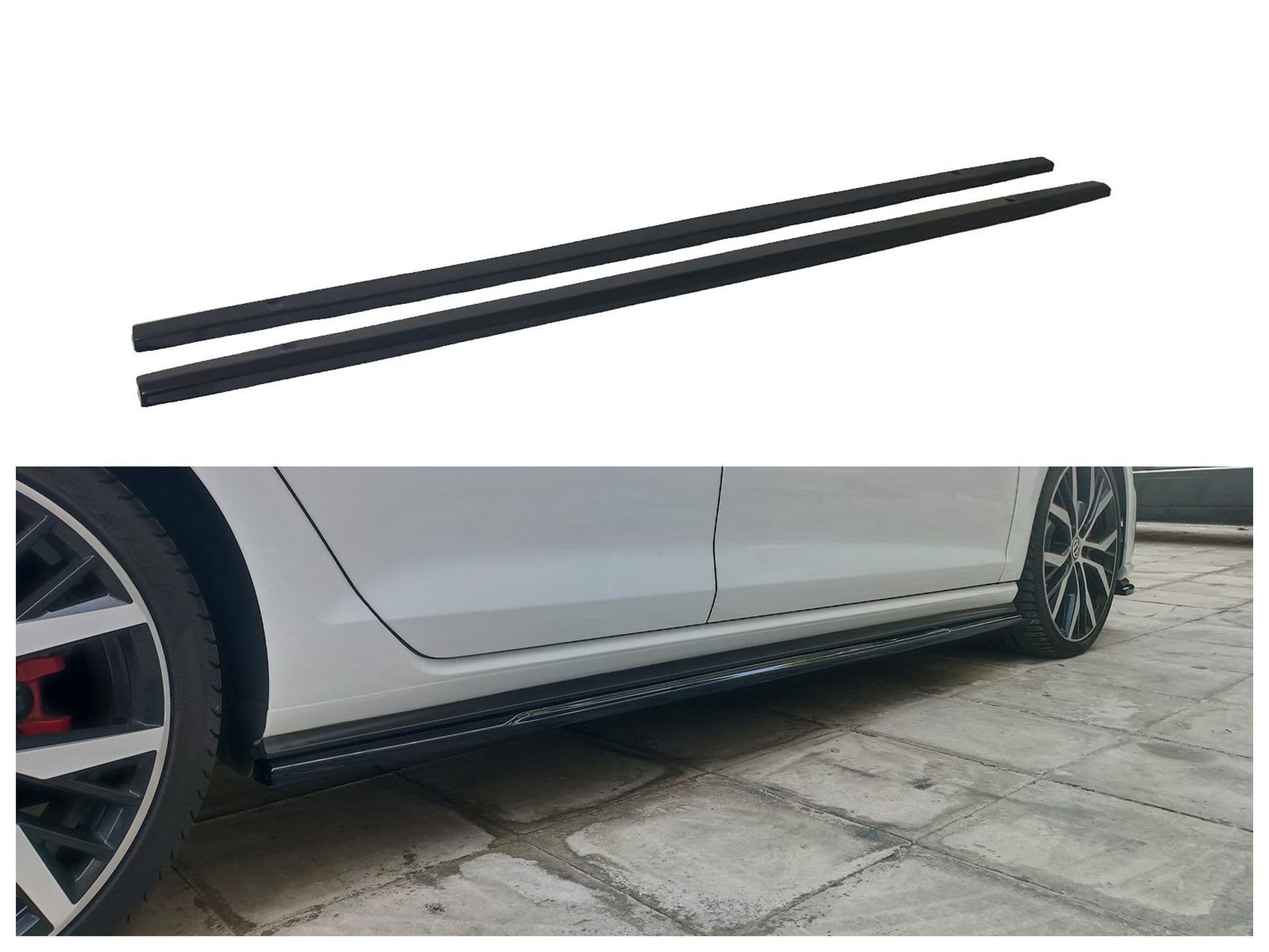 Side skirt extensions — Black, ABS plastic, Shiny