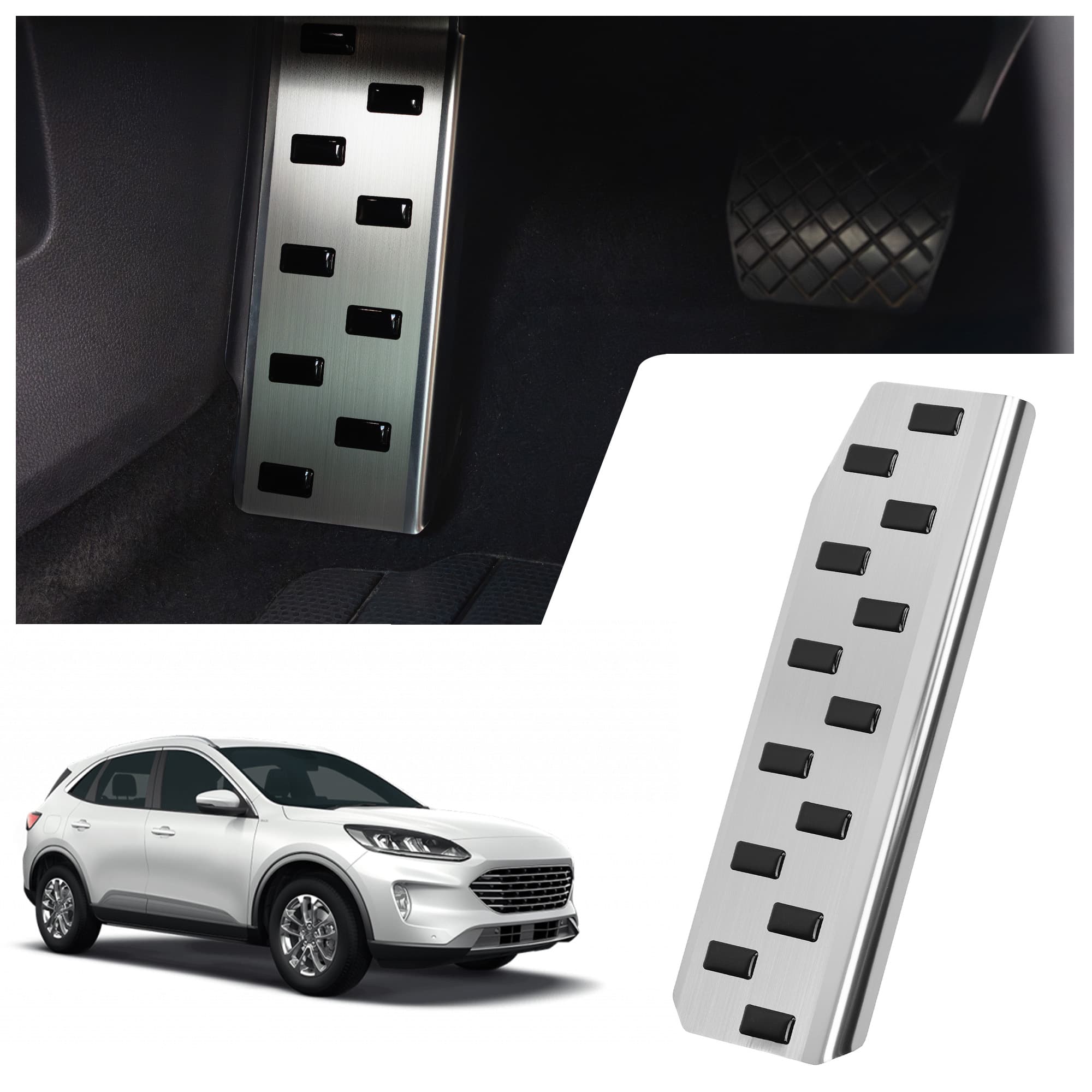 Footrest plate — Black | Silver, Stainless steel, Brushed