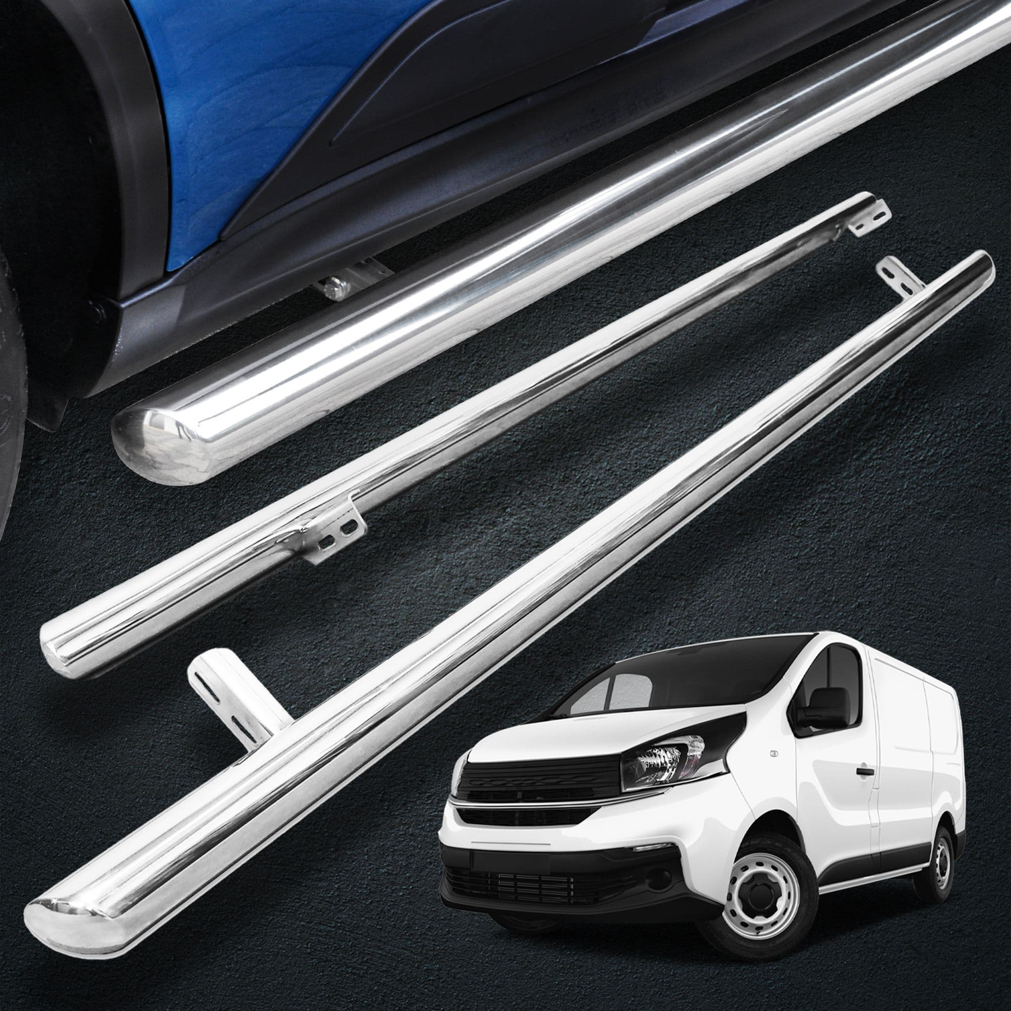 Side bars BB012 — Chrome, Steel, Polished