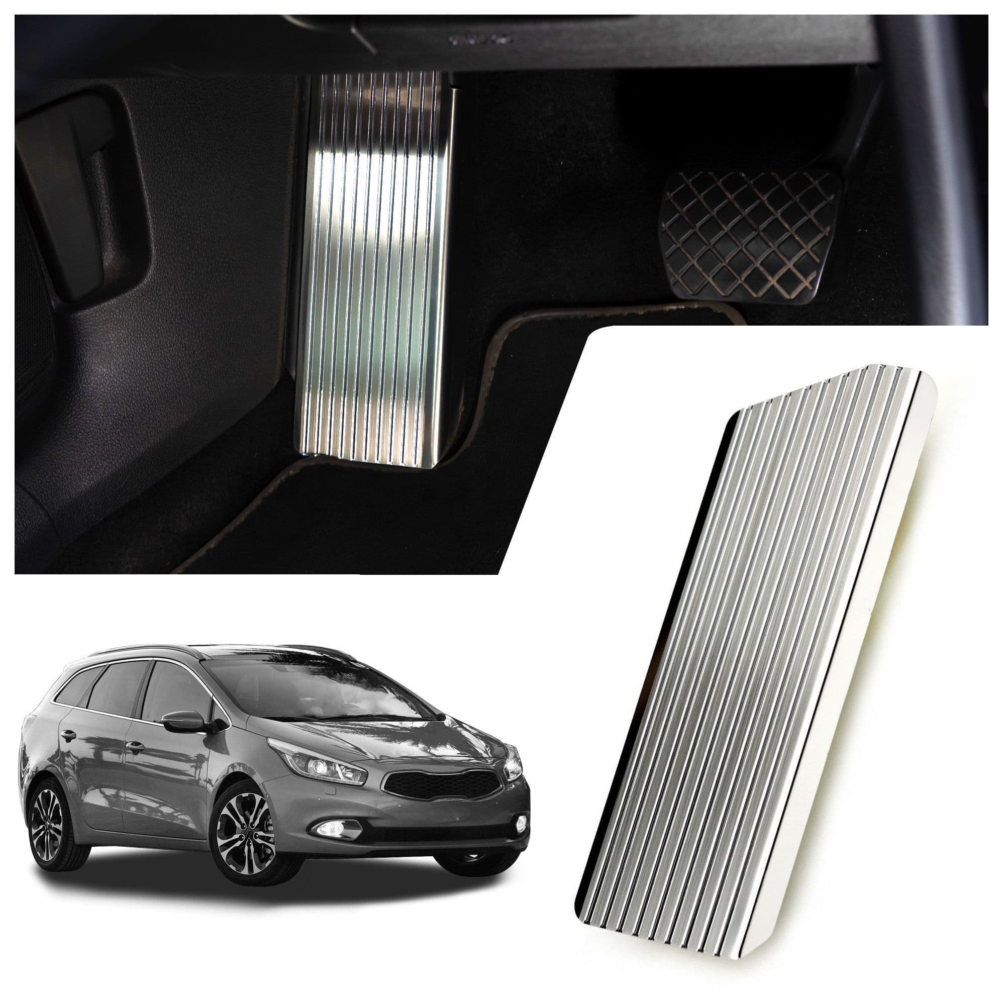 Footrest plate — Silver, Stainless steel, Brushed
