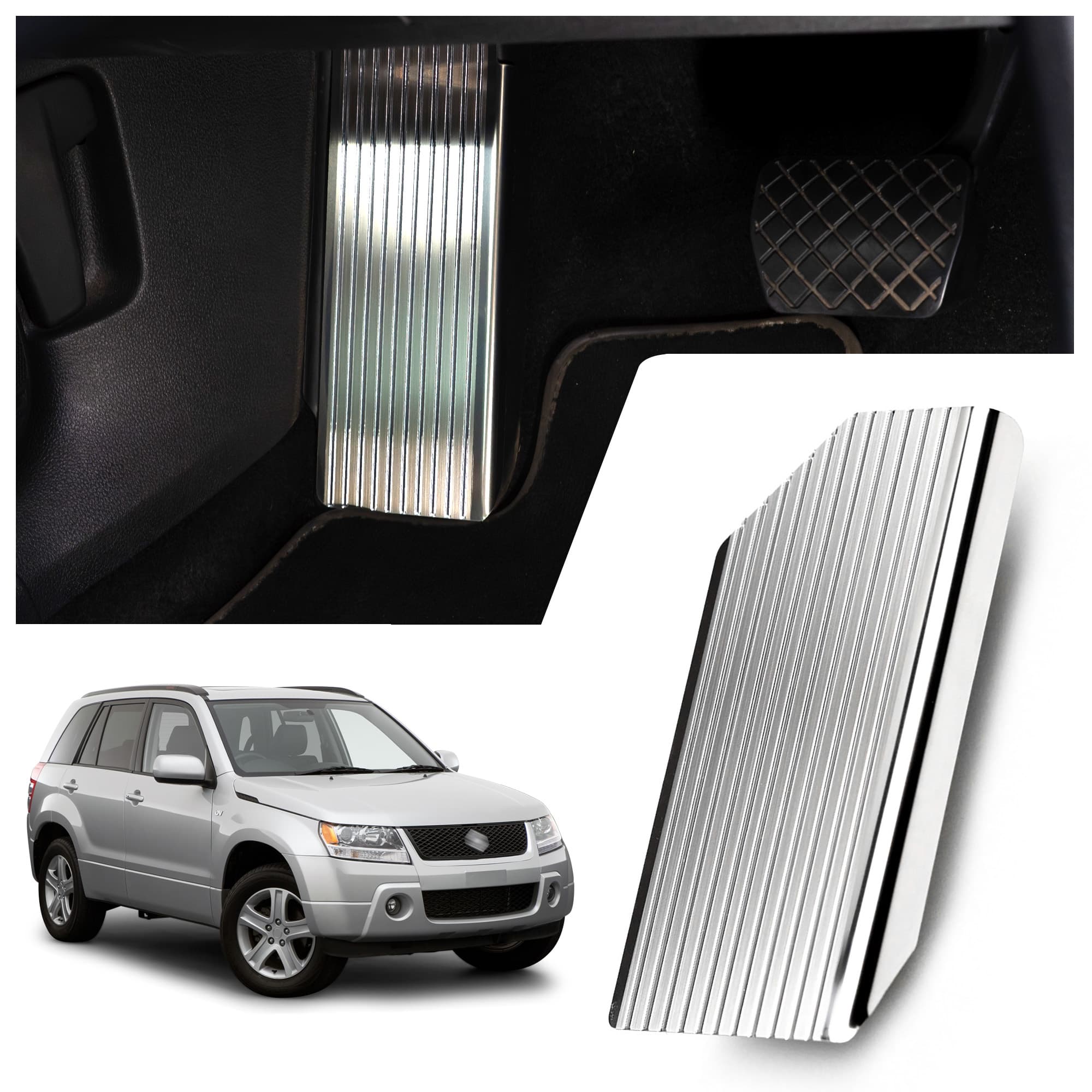 Footrest plate — Silver, Stainless steel, Brushed