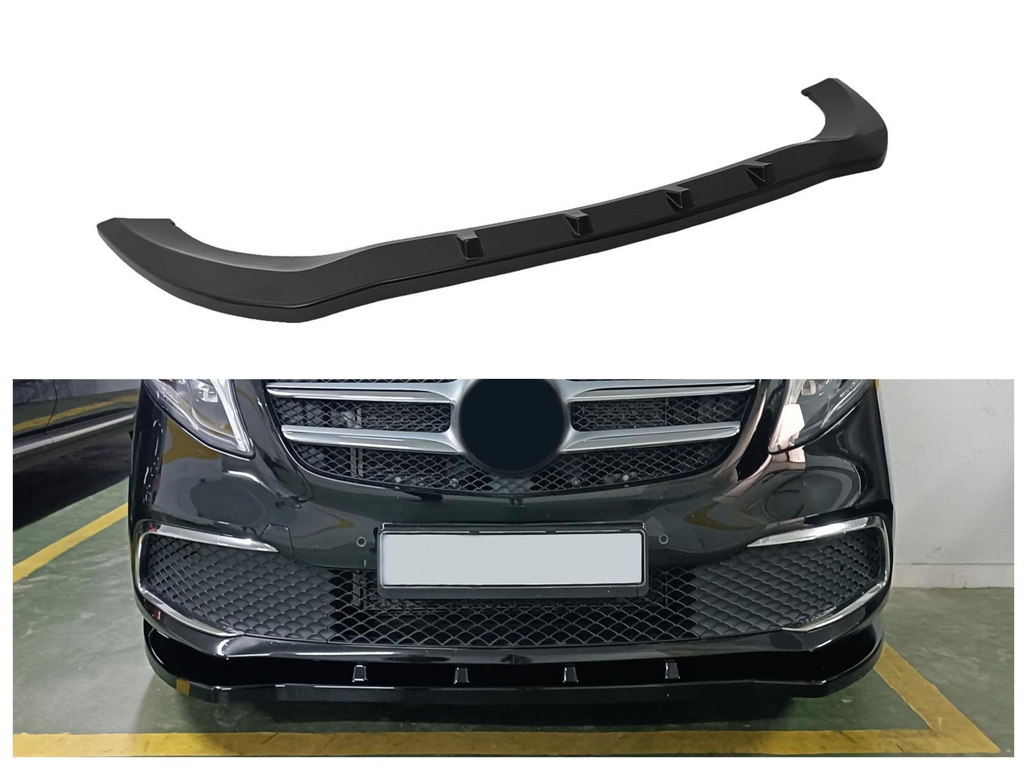 Front splitter — Black, ABS plastic, Shiny