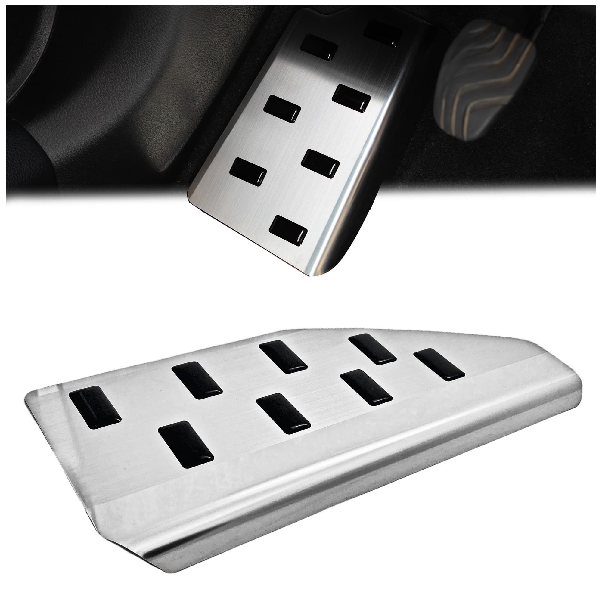 Footrest plate — Black | Silver, Stainless steel, Brushed