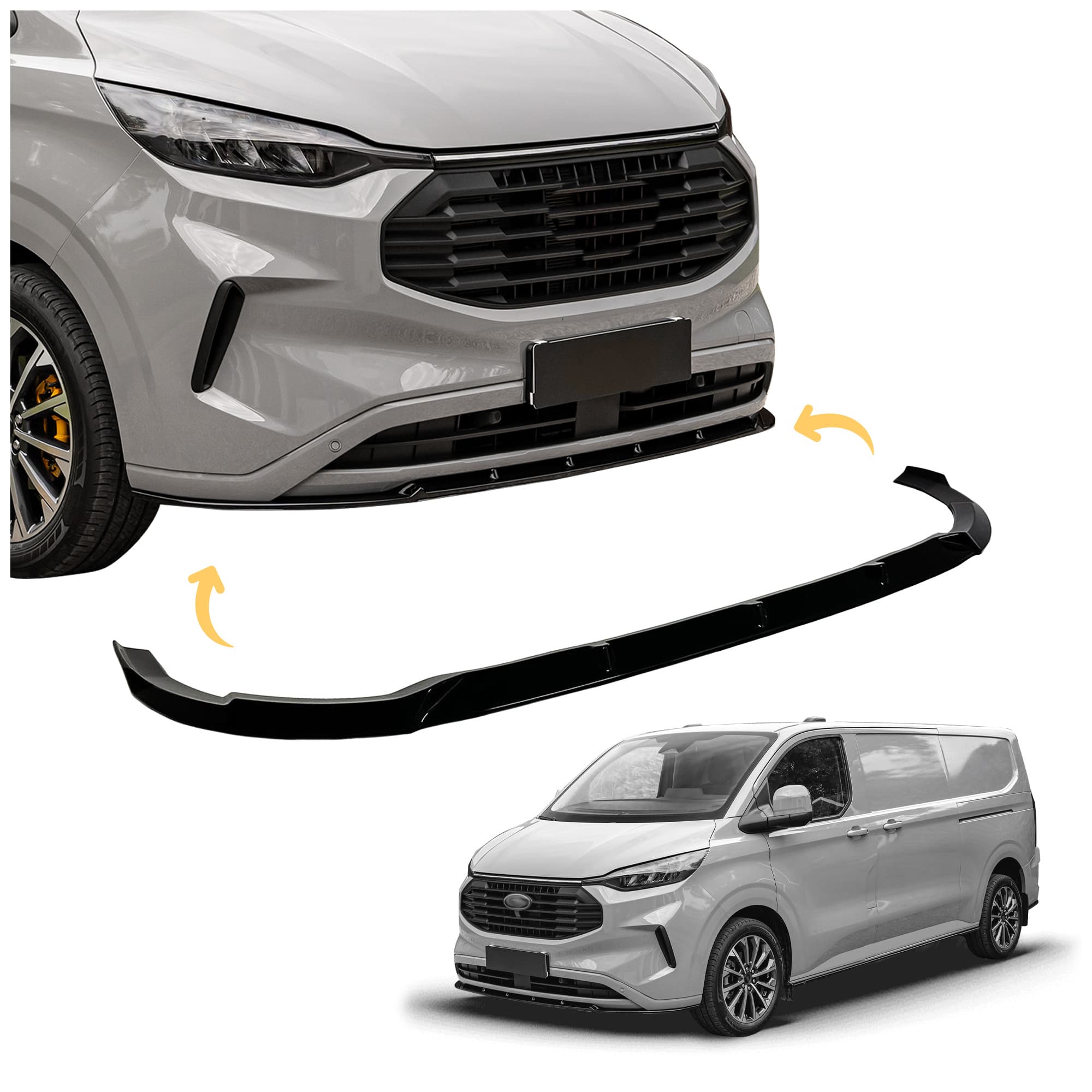 Front splitter — Black, ABS plastic, Shiny