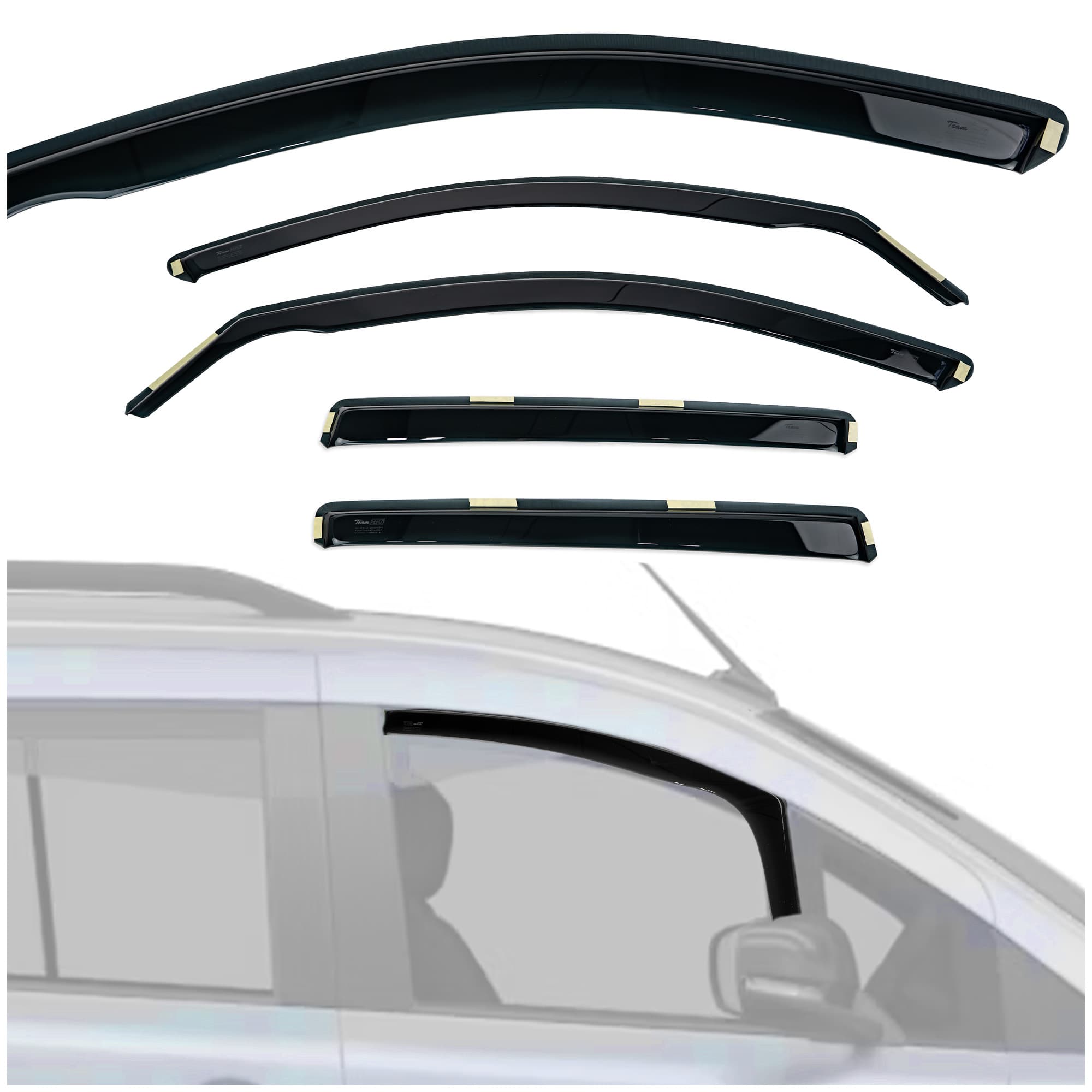 Side window deflectors — Translucent black smoked, Plastic, Shiny