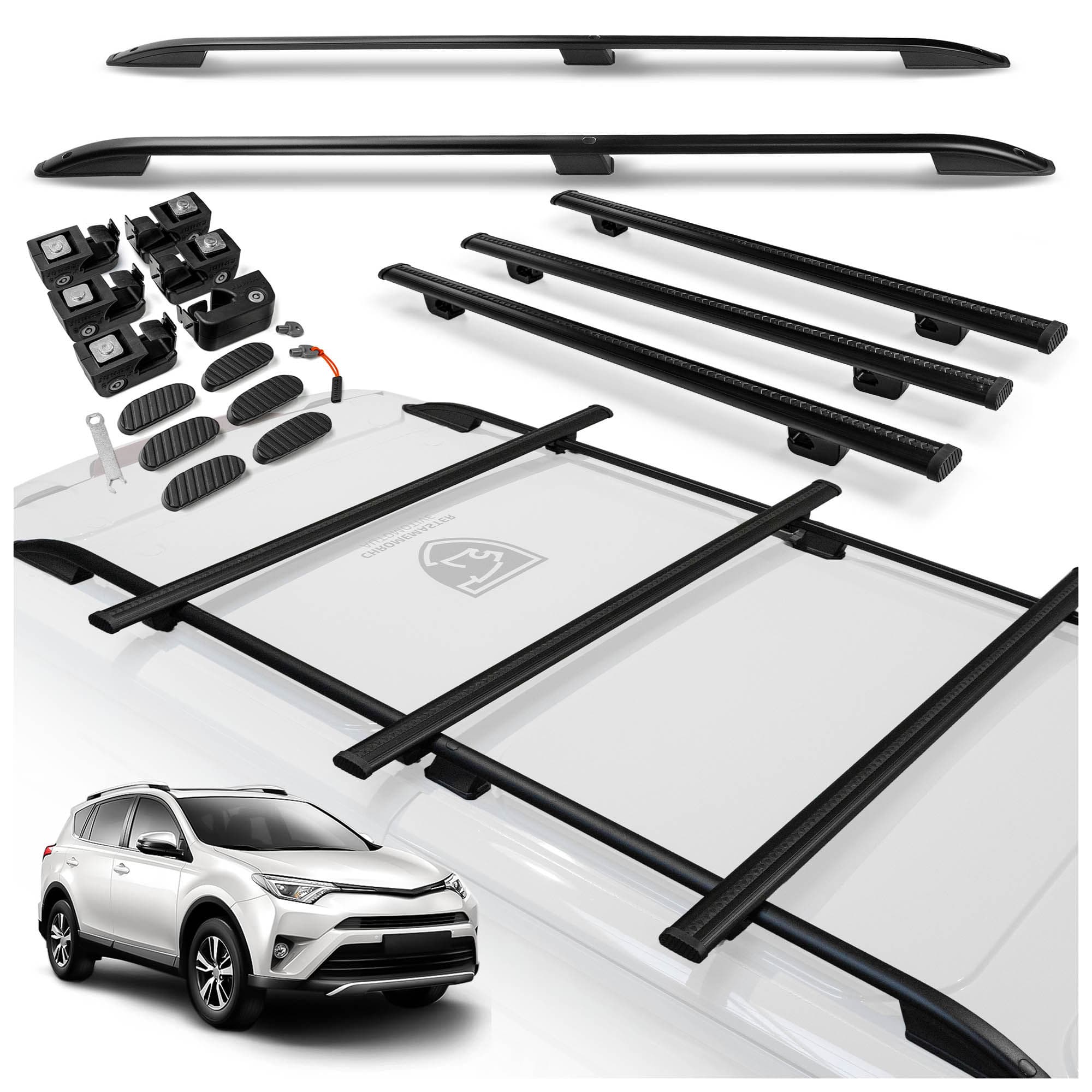 Roof rails with cross bars included SKYPORT — Black, Aluminum | Plastic, Painted