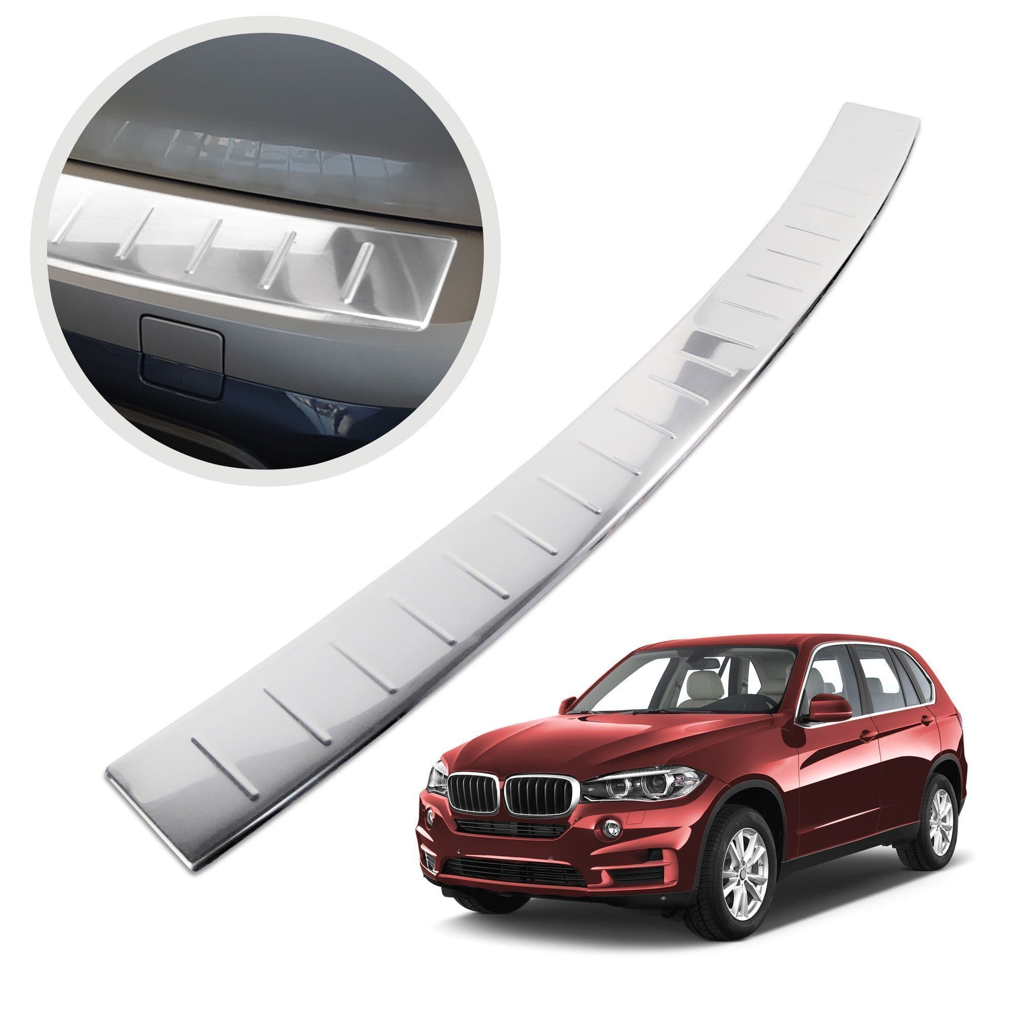 Rear bumper trim — Chrome, Stainless steel, Polished