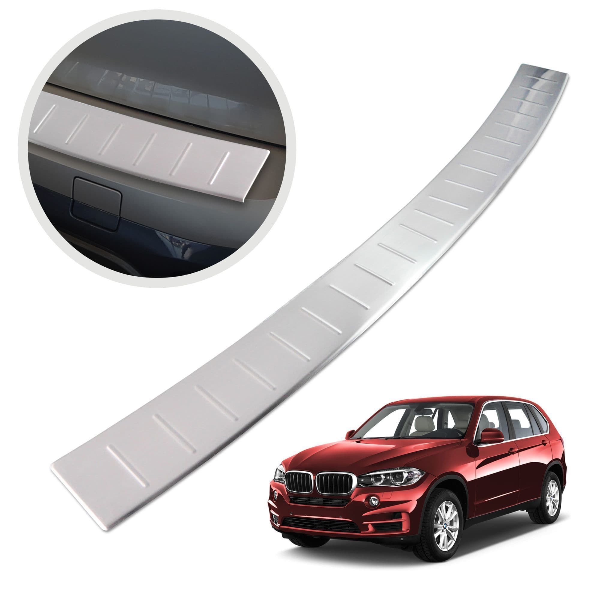 Rear bumper trim — Silver, Stainless steel, Brushed