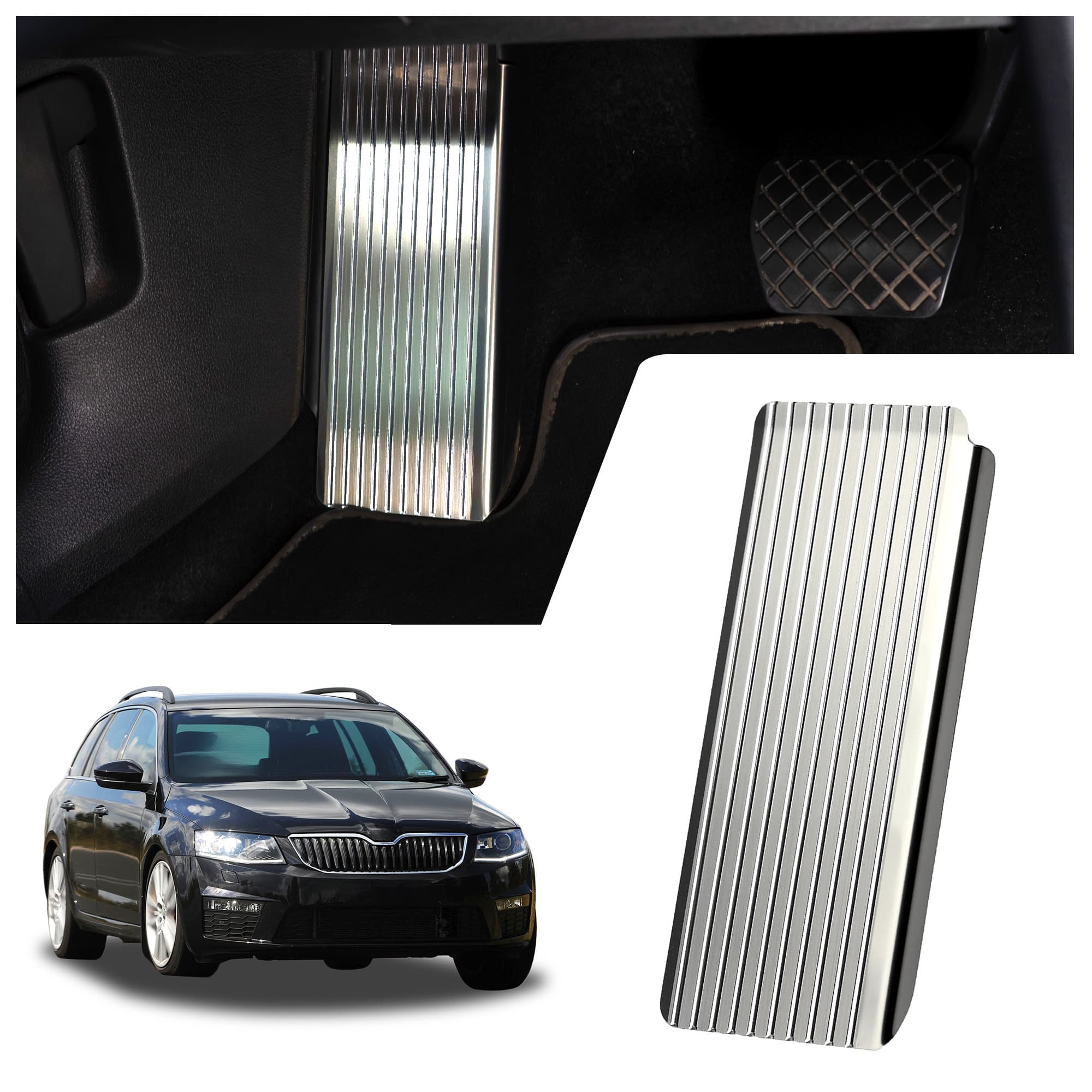 Footrest plate — Silver, Stainless steel, Brushed