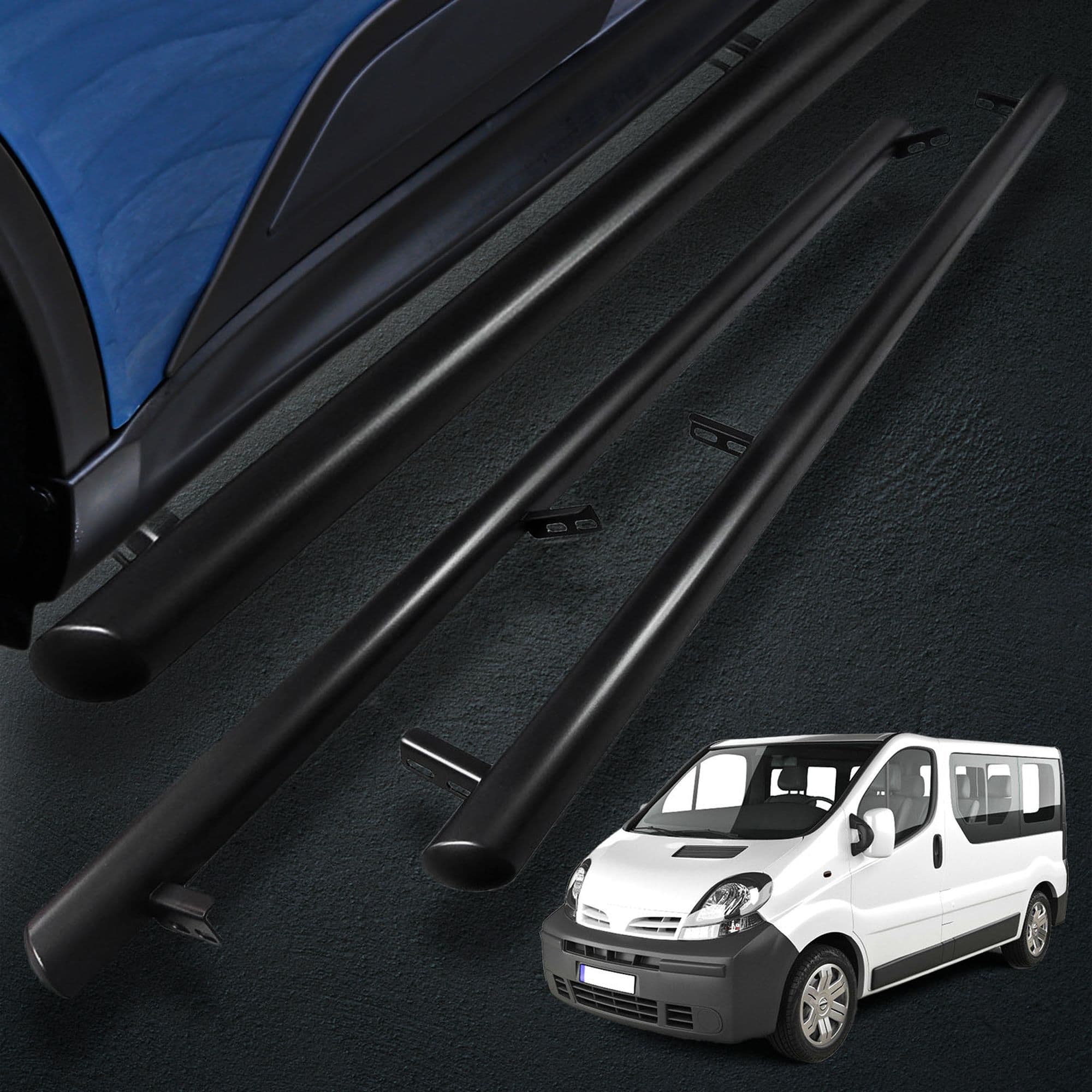 Side bars BB004 — Black, Steel, Powder-coated