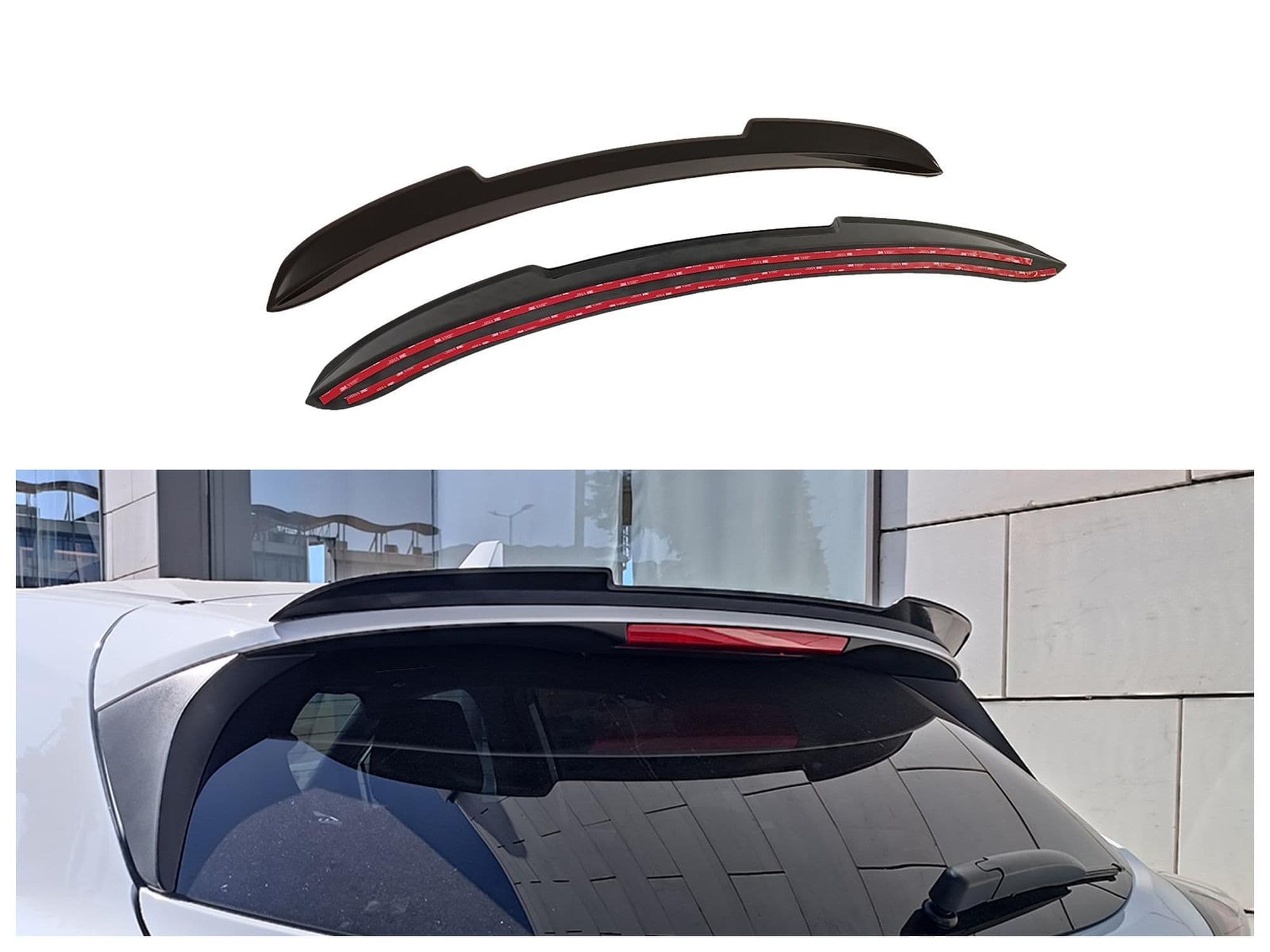 Roof spoiler cover — Black, ABS plastic, Shiny
