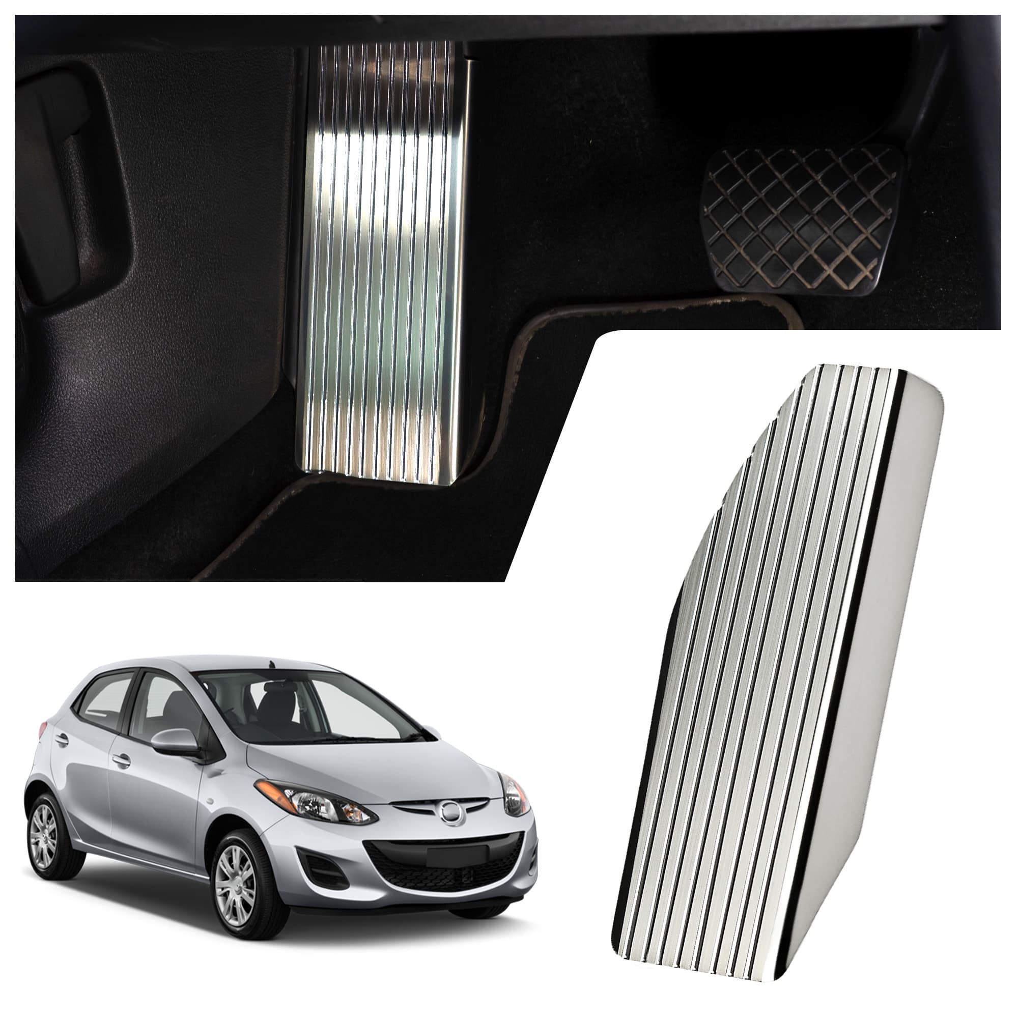 Footrest plate — Silver, Stainless steel, Brushed