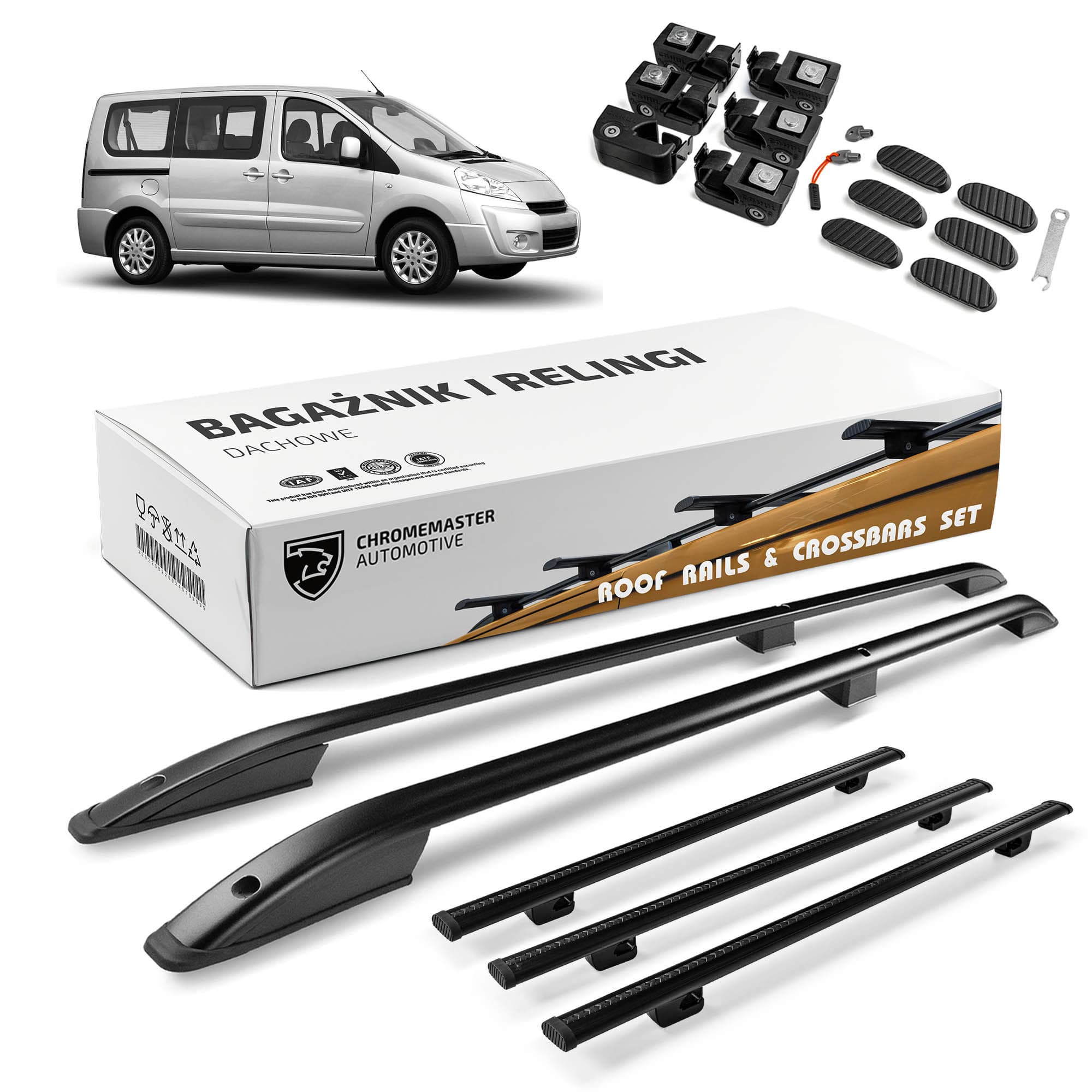 Roof rails with cross bars included SKYPORT — Black, Aluminum | Plastic, Painted
